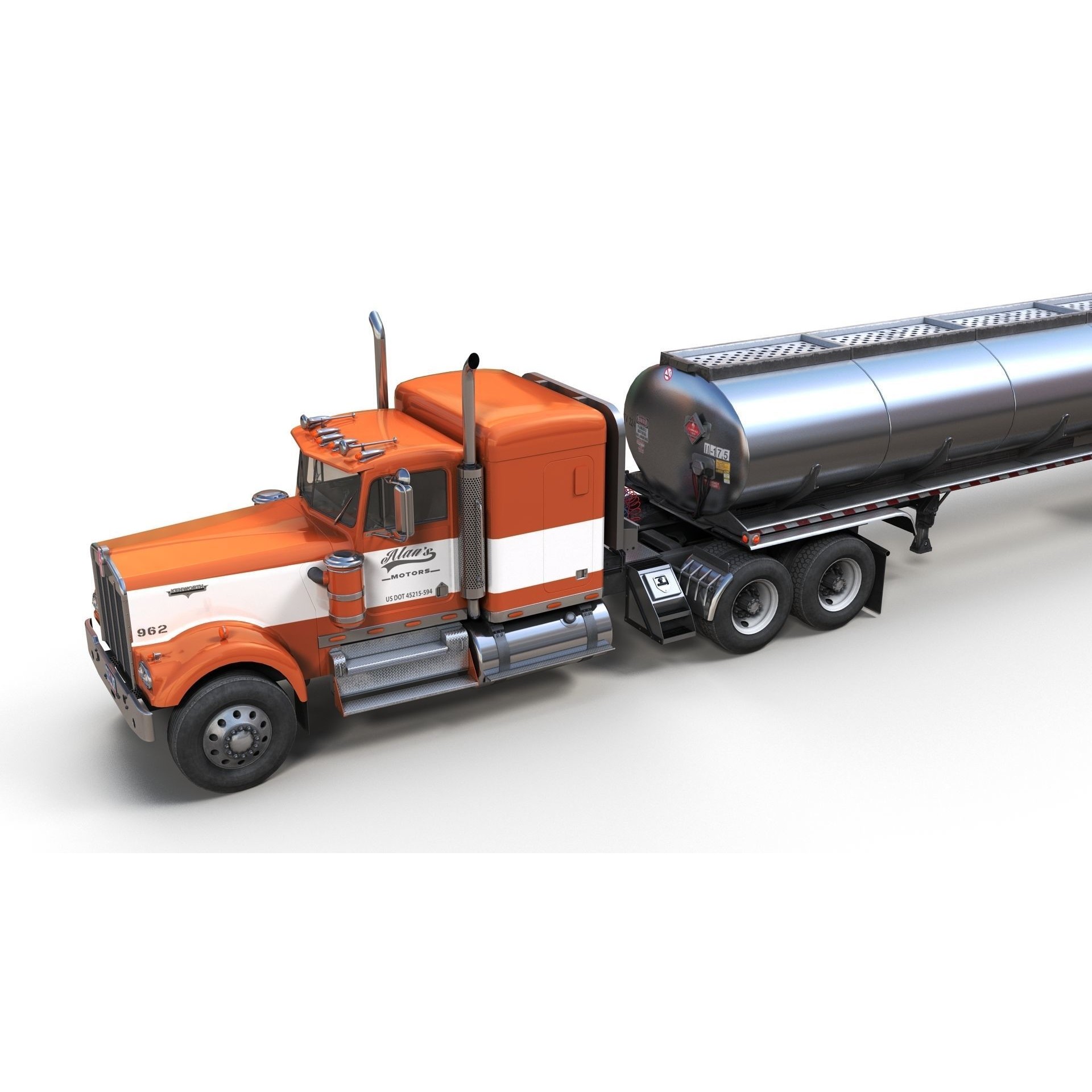 Kenworth W900A Fuel Tanker - Low-Poly Game-Ready 3D Model - View 11