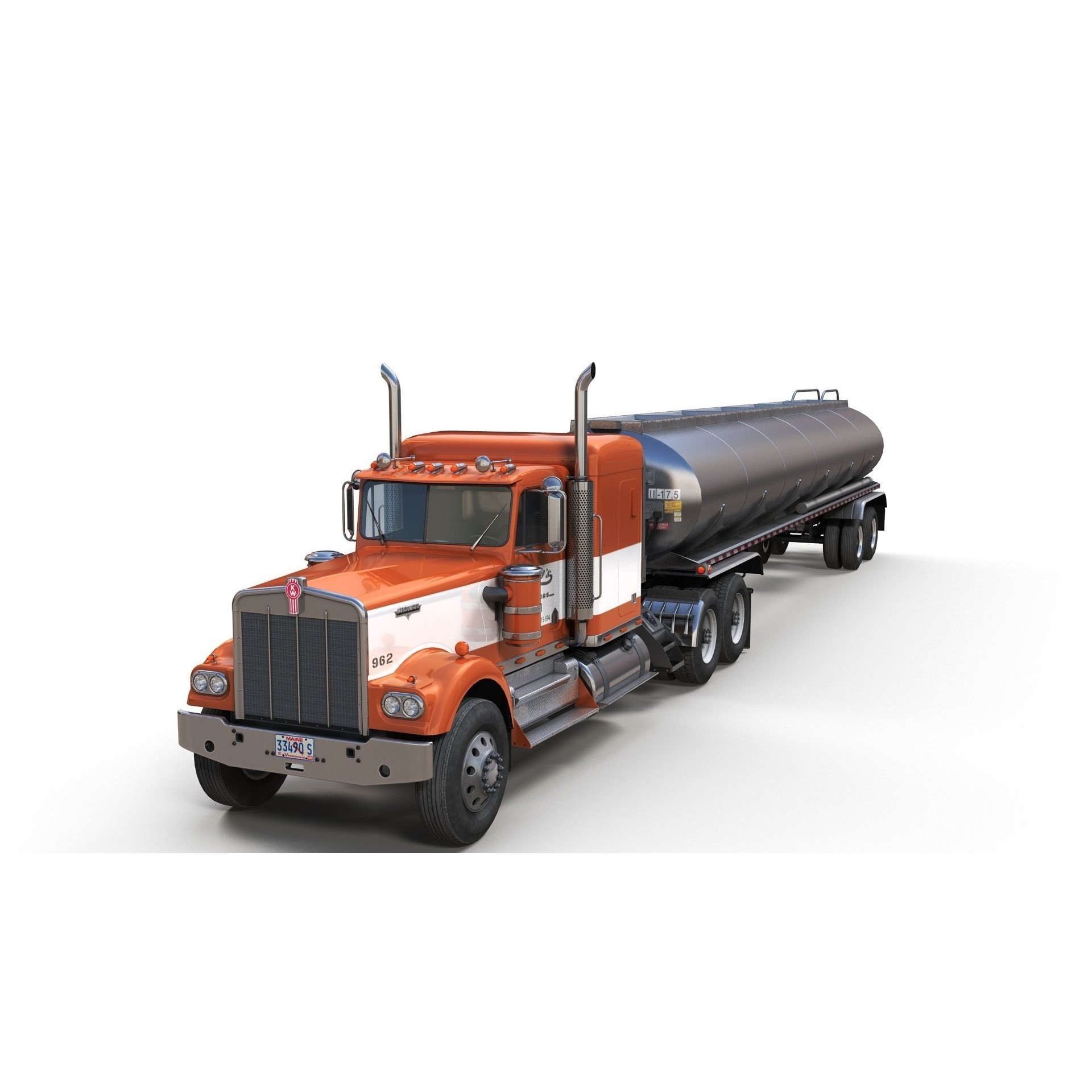 Kenworth W900A Fuel Tanker - Low-Poly Game-Ready 3D Model - View 12