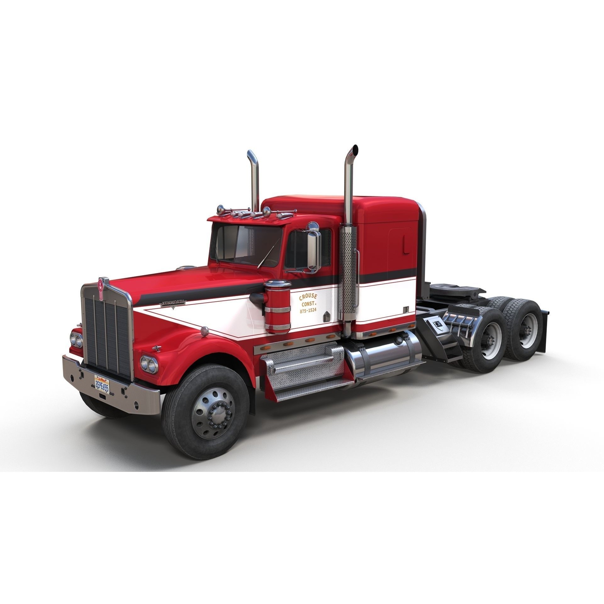 Kenworth W900A Fuel Tanker - Low-Poly Game-Ready 3D Model - View 13