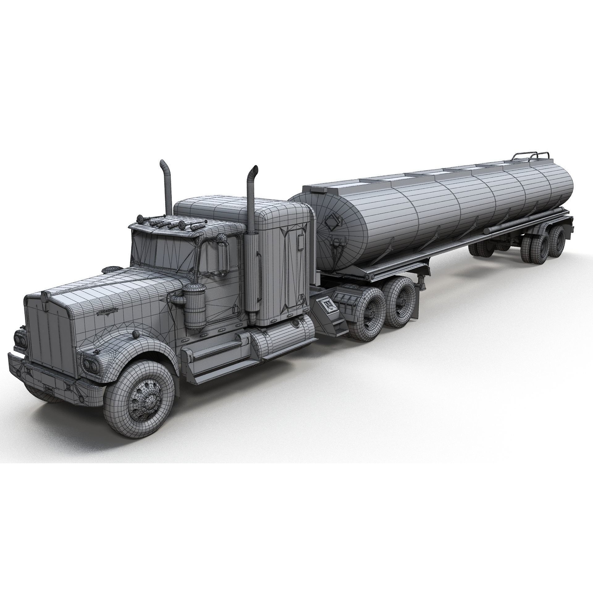 Kenworth W900A Fuel Tanker - Low-Poly Game-Ready 3D Model - View 16