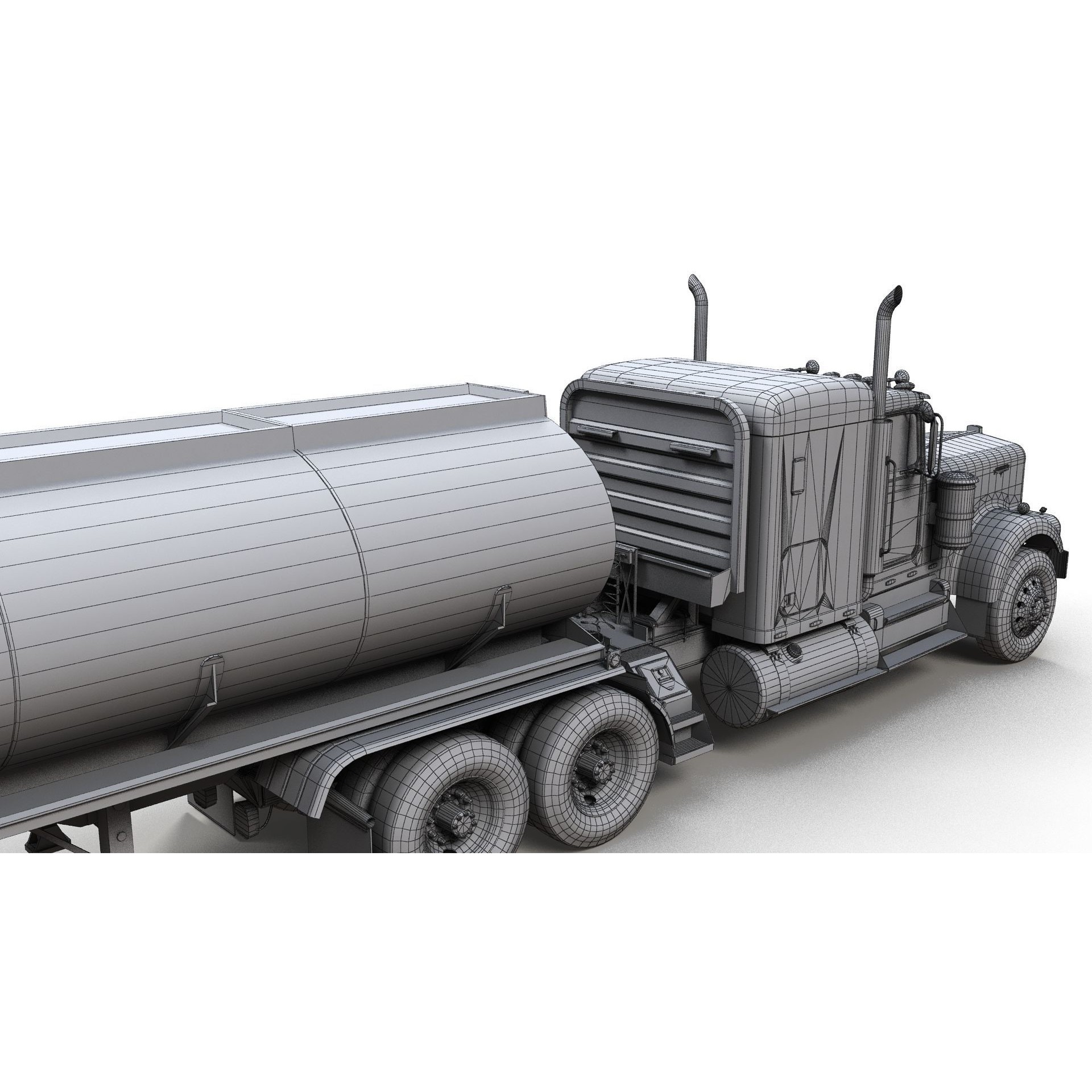 Kenworth W900A Fuel Tanker - Low-Poly Game-Ready 3D Model - View 17