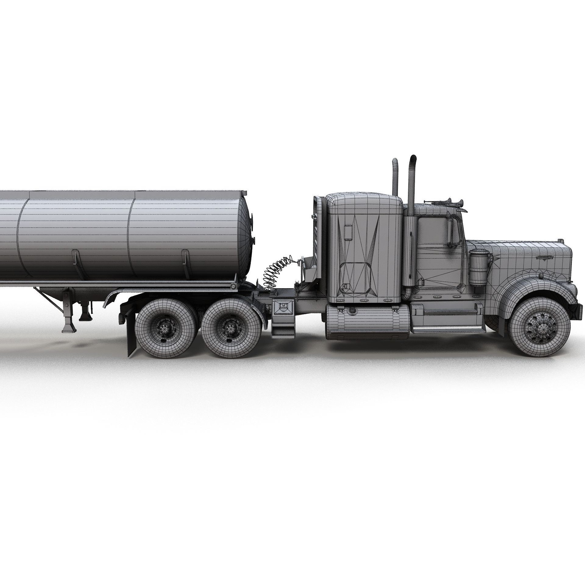 Kenworth W900A Fuel Tanker - Low-Poly Game-Ready 3D Model - View 18
