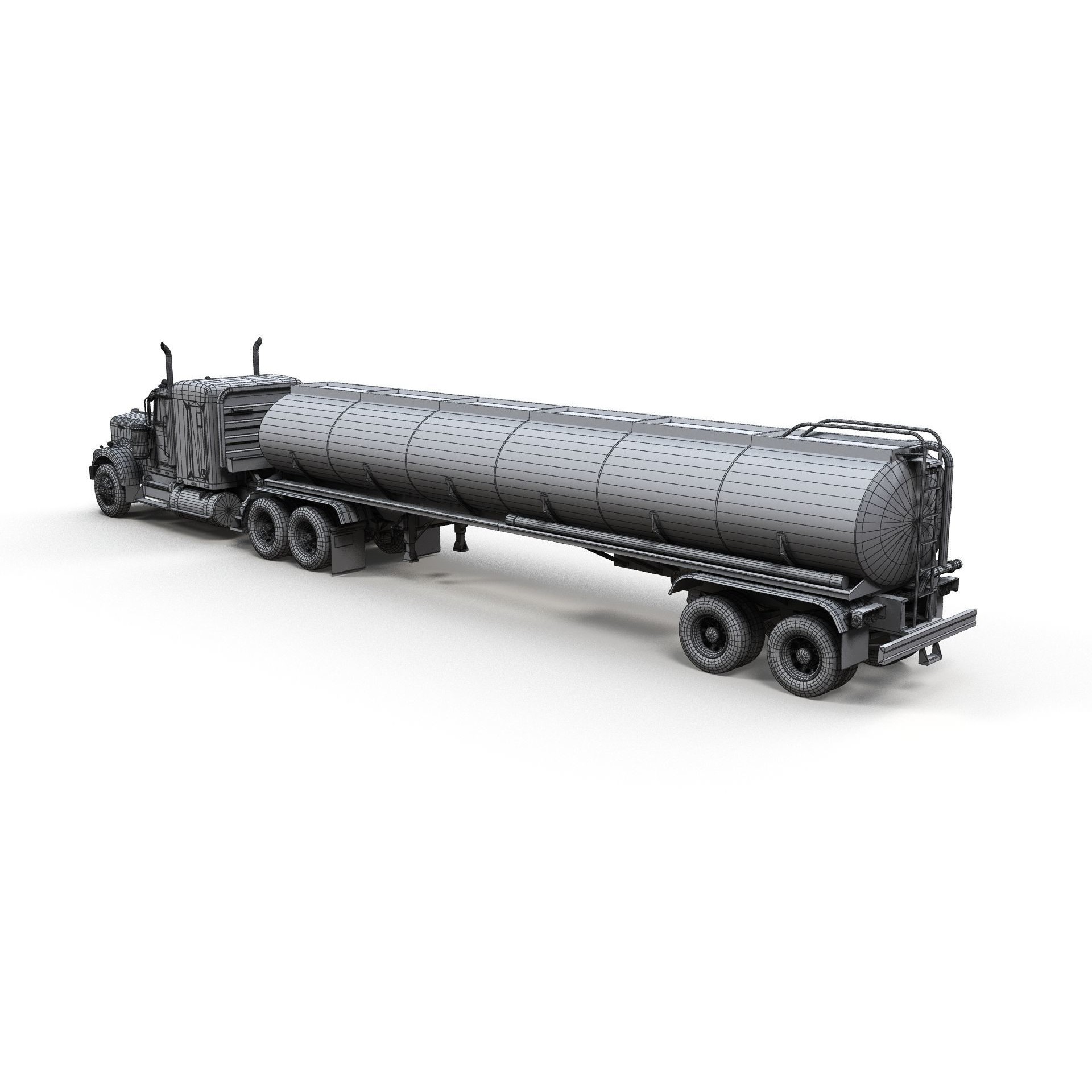 Kenworth W900A Fuel Tanker - Low-Poly Game-Ready 3D Model - View 19