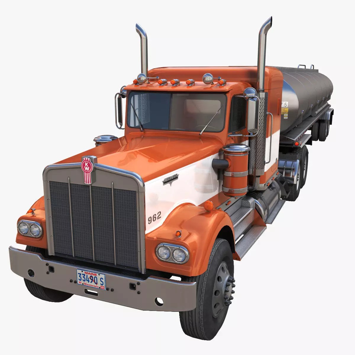 Kenworth W900A Fuel Tanker - Low-Poly Game-Ready 3D Model - View 2