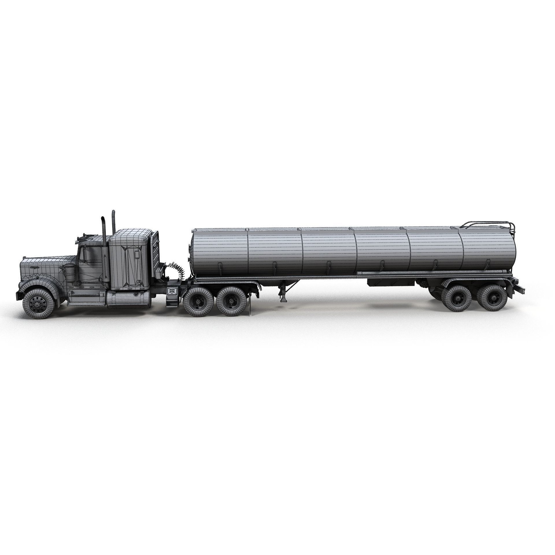 Kenworth W900A Fuel Tanker - Low-Poly Game-Ready 3D Model - View 20