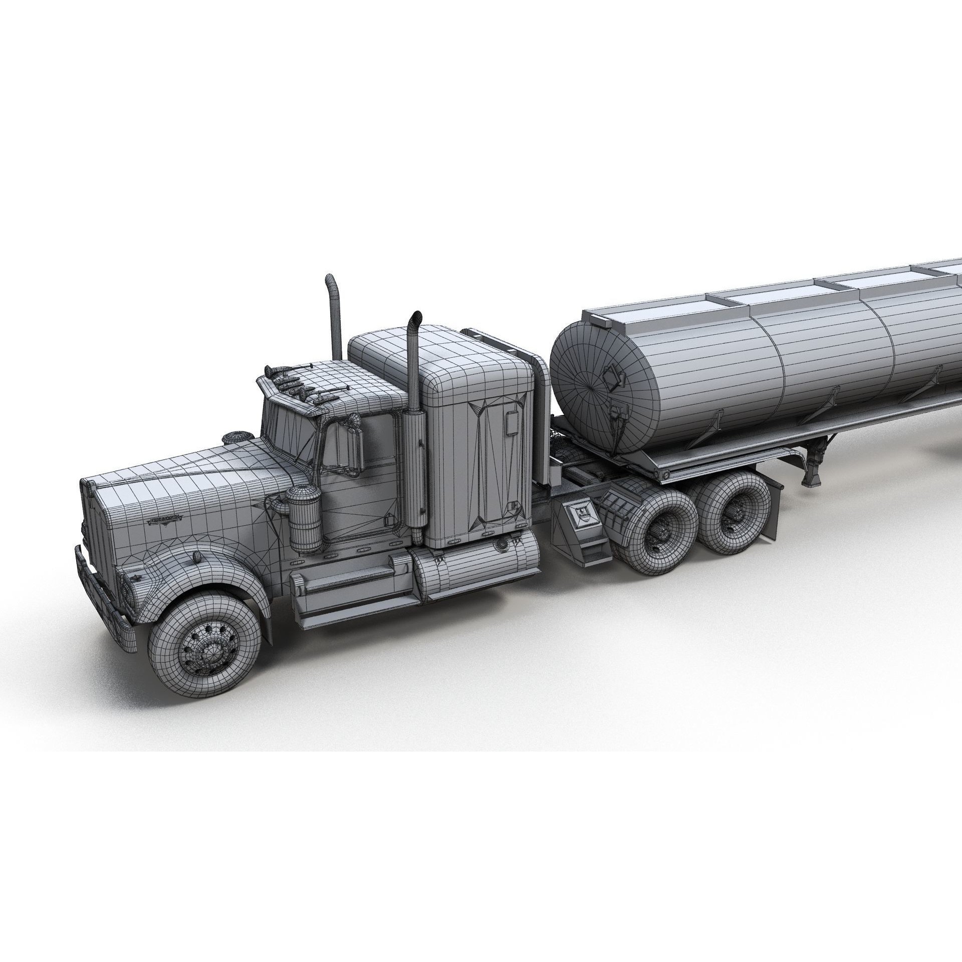 Kenworth W900A Fuel Tanker - Low-Poly Game-Ready 3D Model - View 22
