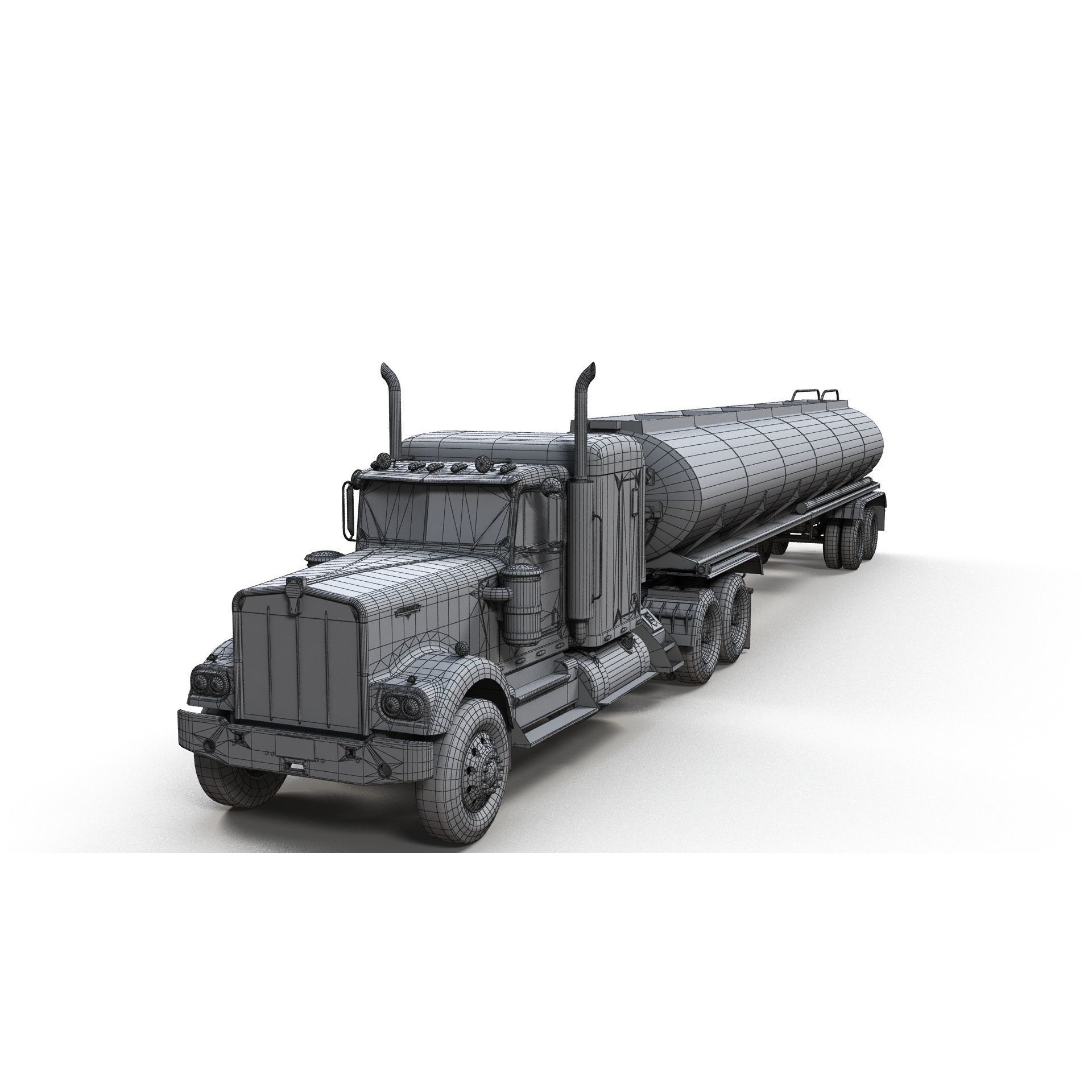 Kenworth W900A Fuel Tanker - Low-Poly Game-Ready 3D Model - View 23