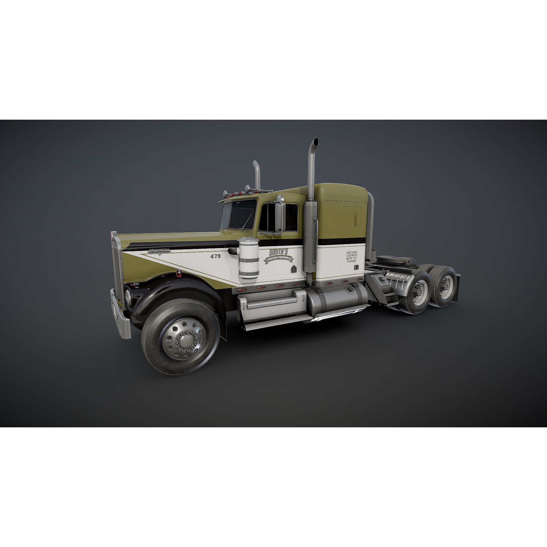 Kenworth W900A Fuel Tanker - Low-Poly Game-Ready 3D Model - View 24