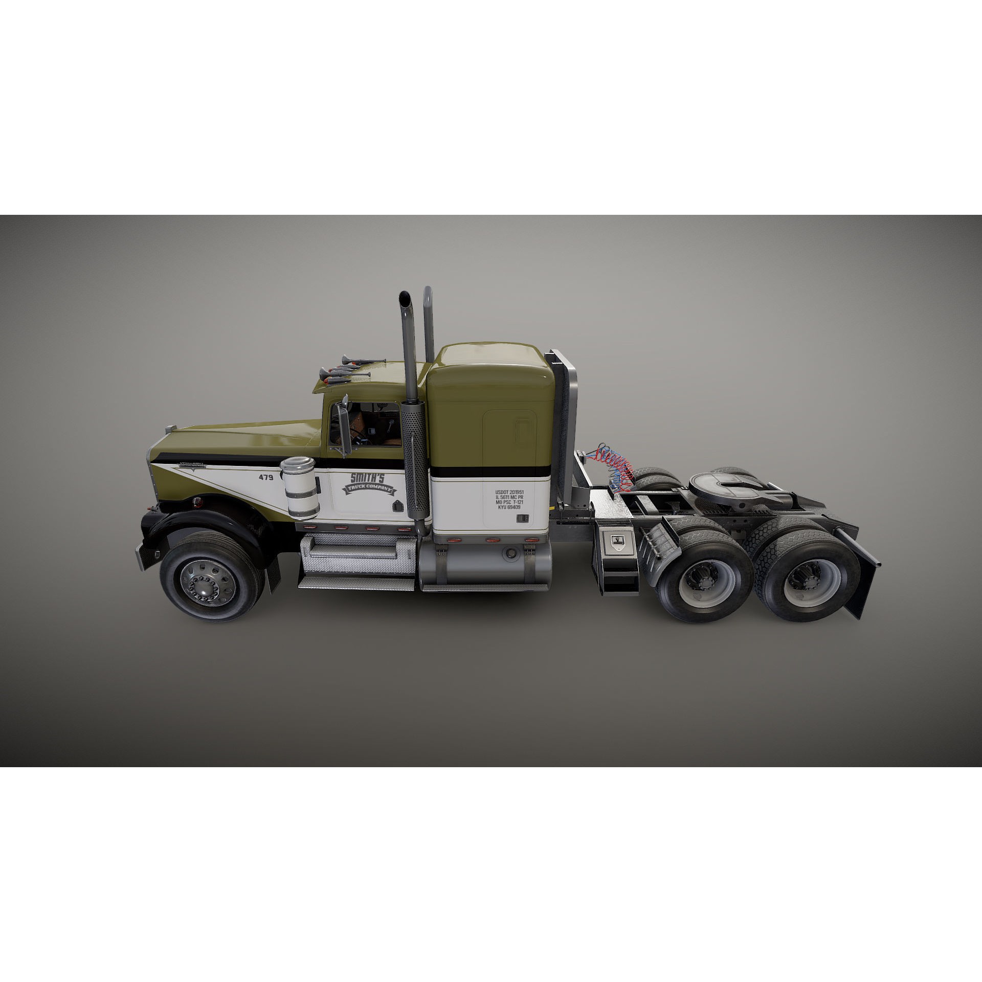 Kenworth W900A Fuel Tanker - Low-Poly Game-Ready 3D Model - View 26