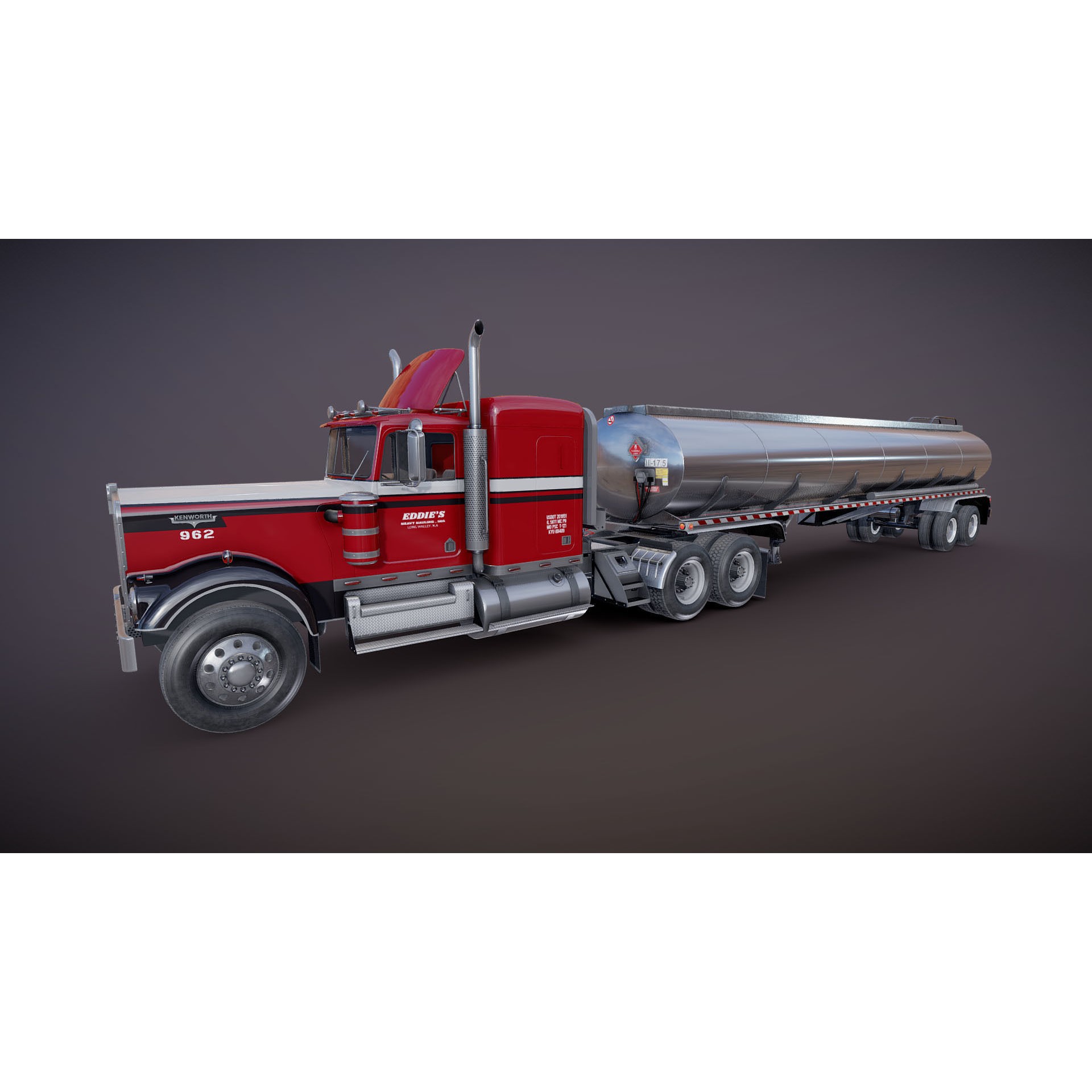 Kenworth W900A Fuel Tanker - Low-Poly Game-Ready 3D Model - View 27