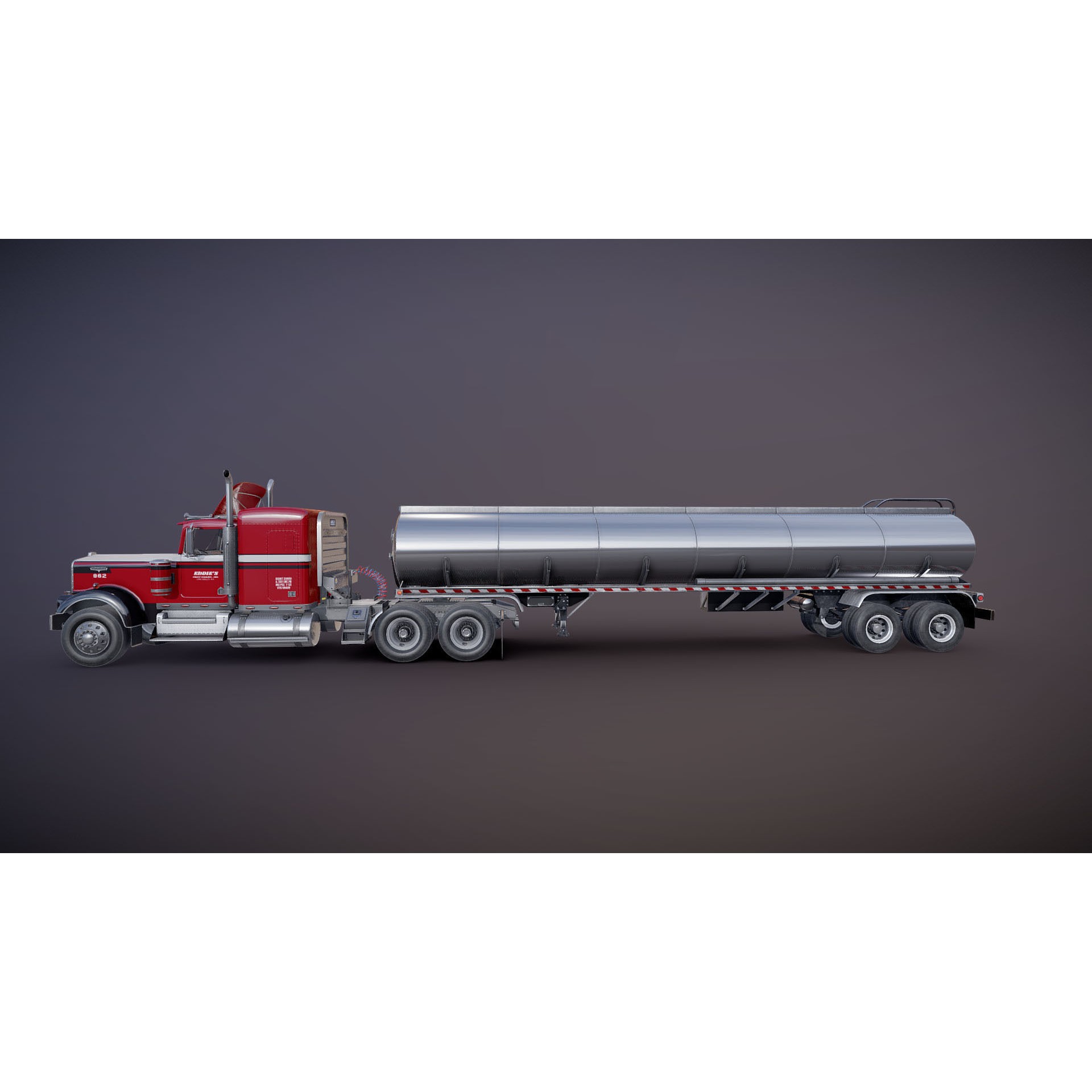 Kenworth W900A Fuel Tanker - Low-Poly Game-Ready 3D Model - View 29