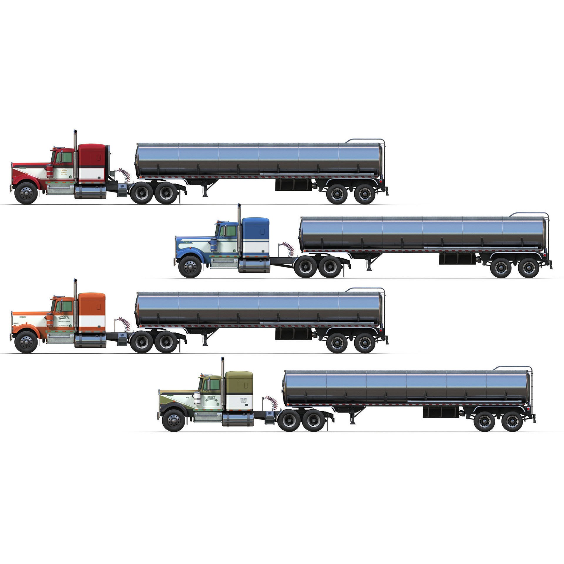 Kenworth W900A Fuel Tanker - Low-Poly Game-Ready 3D Model - View 3