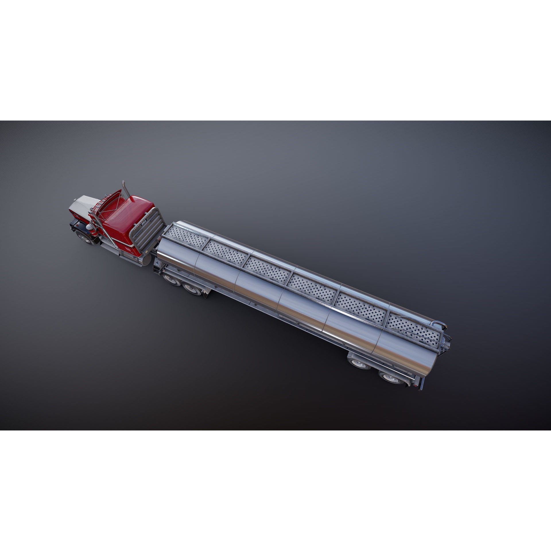 Kenworth W900A Fuel Tanker - Low-Poly Game-Ready 3D Model - View 30