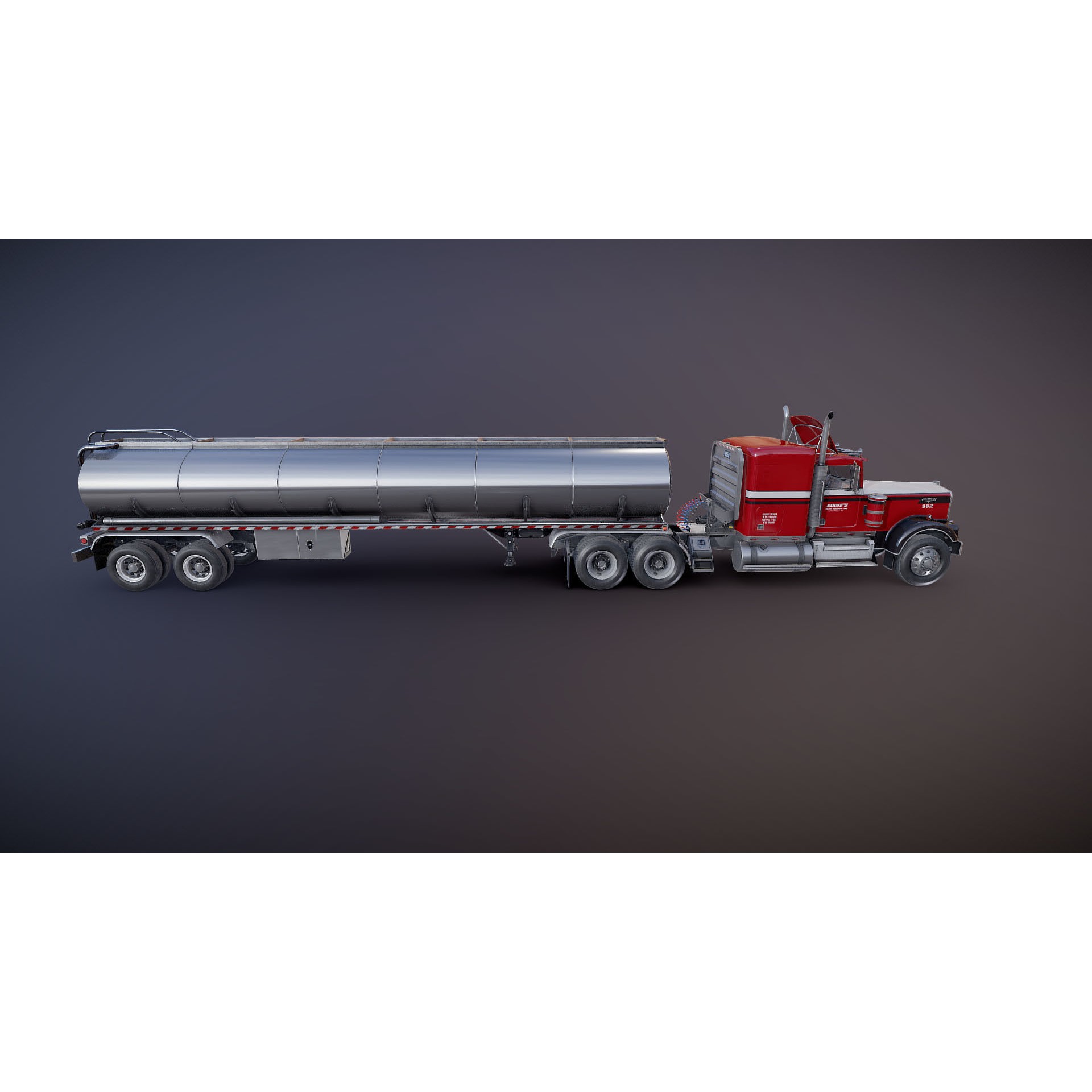 Kenworth W900A Fuel Tanker - Low-Poly Game-Ready 3D Model - View 31