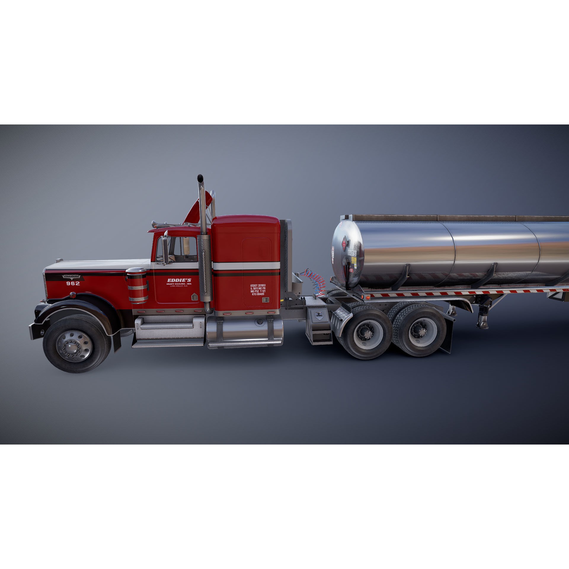 Kenworth W900A Fuel Tanker - Low-Poly Game-Ready 3D Model - View 32