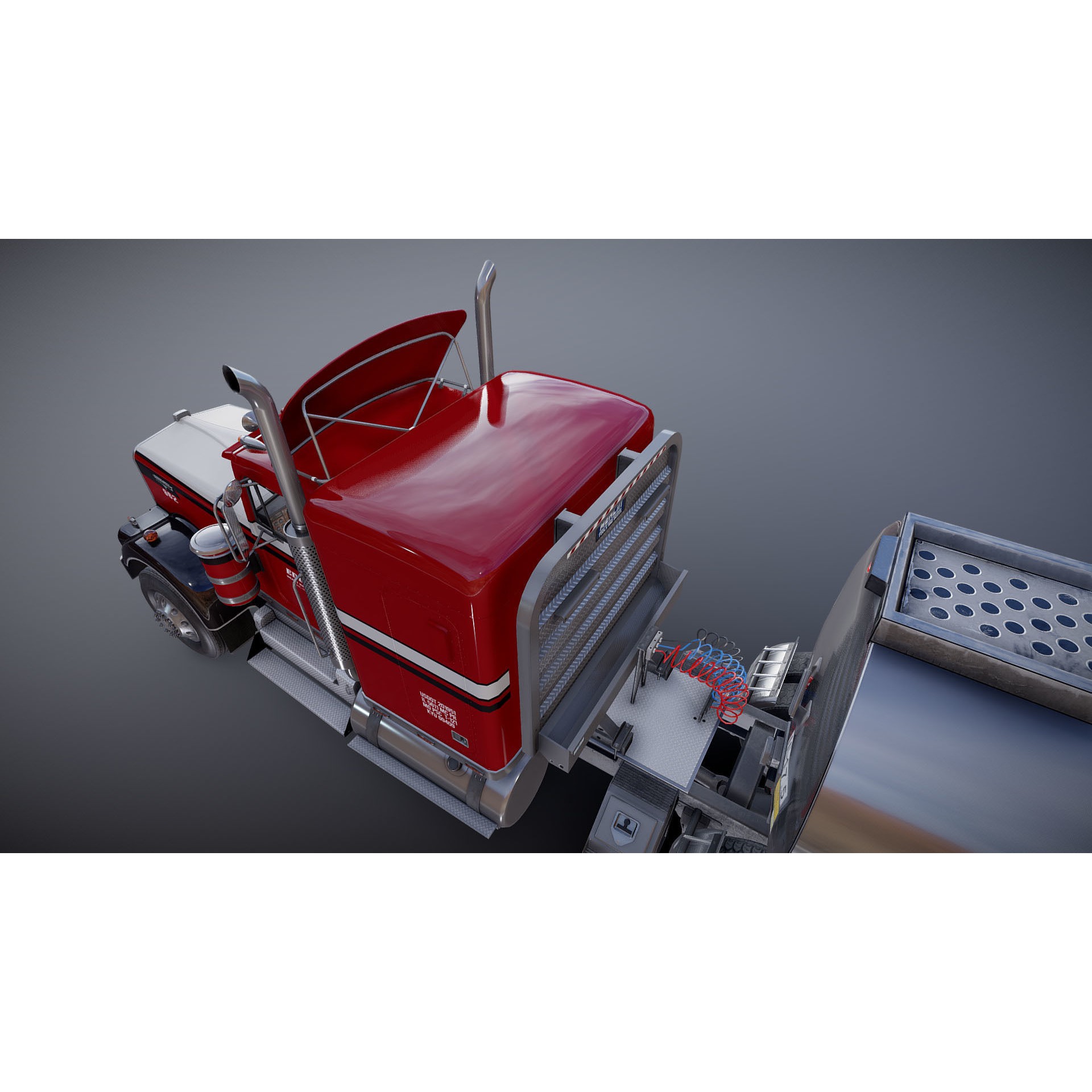 Kenworth W900A Fuel Tanker - Low-Poly Game-Ready 3D Model - View 33