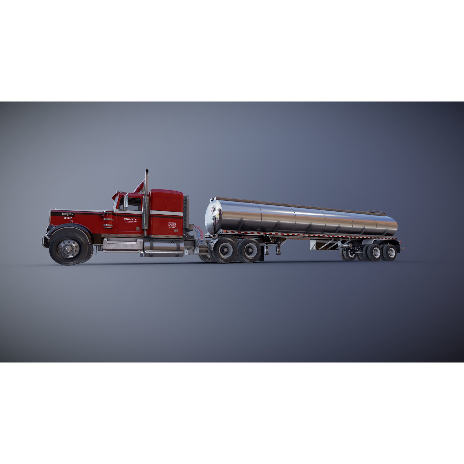 Kenworth W900A Fuel Tanker - Low-Poly Game-Ready 3D Model - View 34