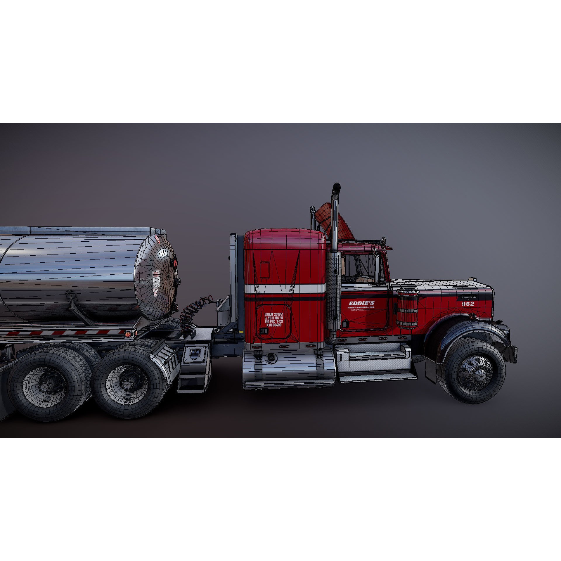 Kenworth W900A Fuel Tanker - Low-Poly Game-Ready 3D Model - View 38