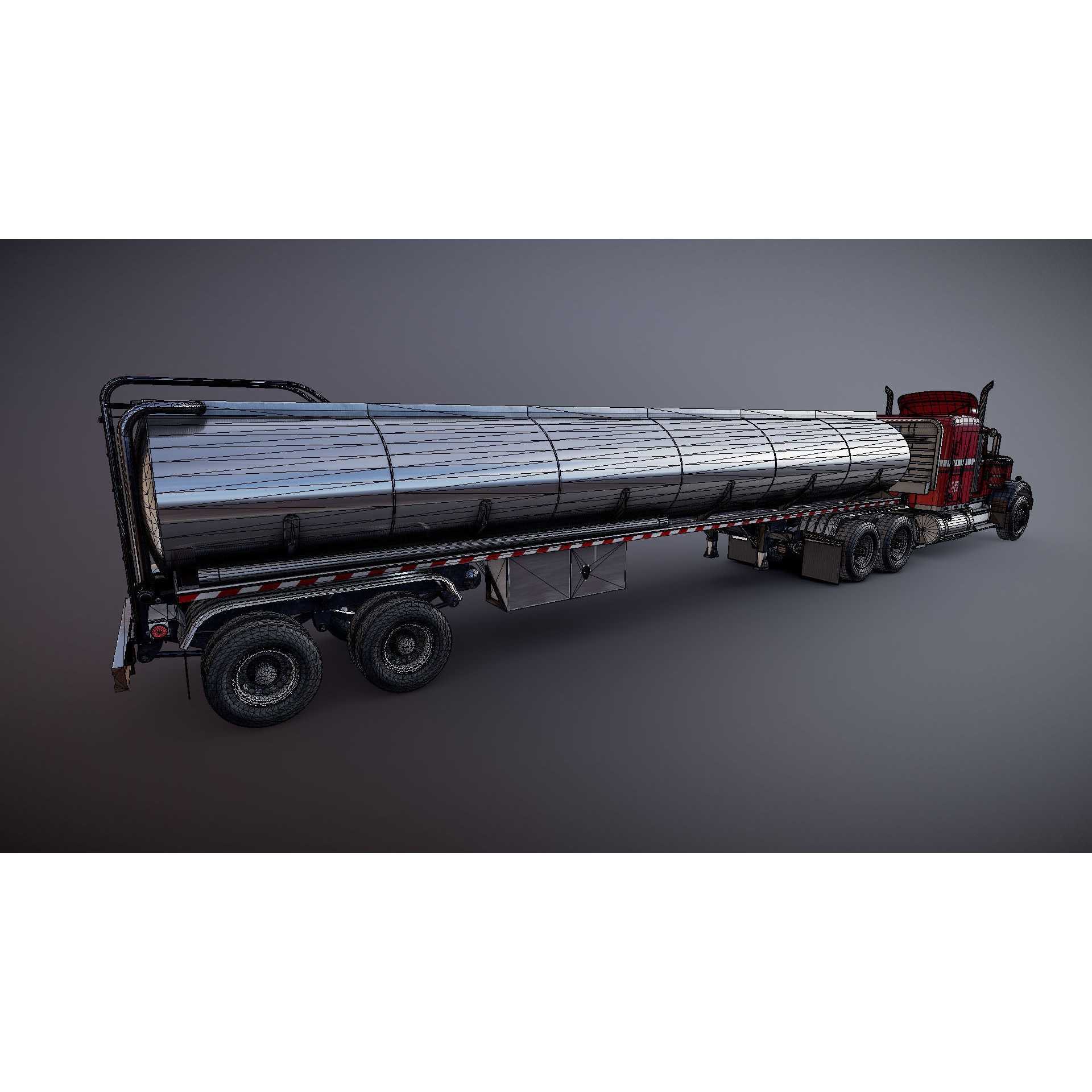 Kenworth W900A Fuel Tanker - Low-Poly Game-Ready 3D Model - View 39