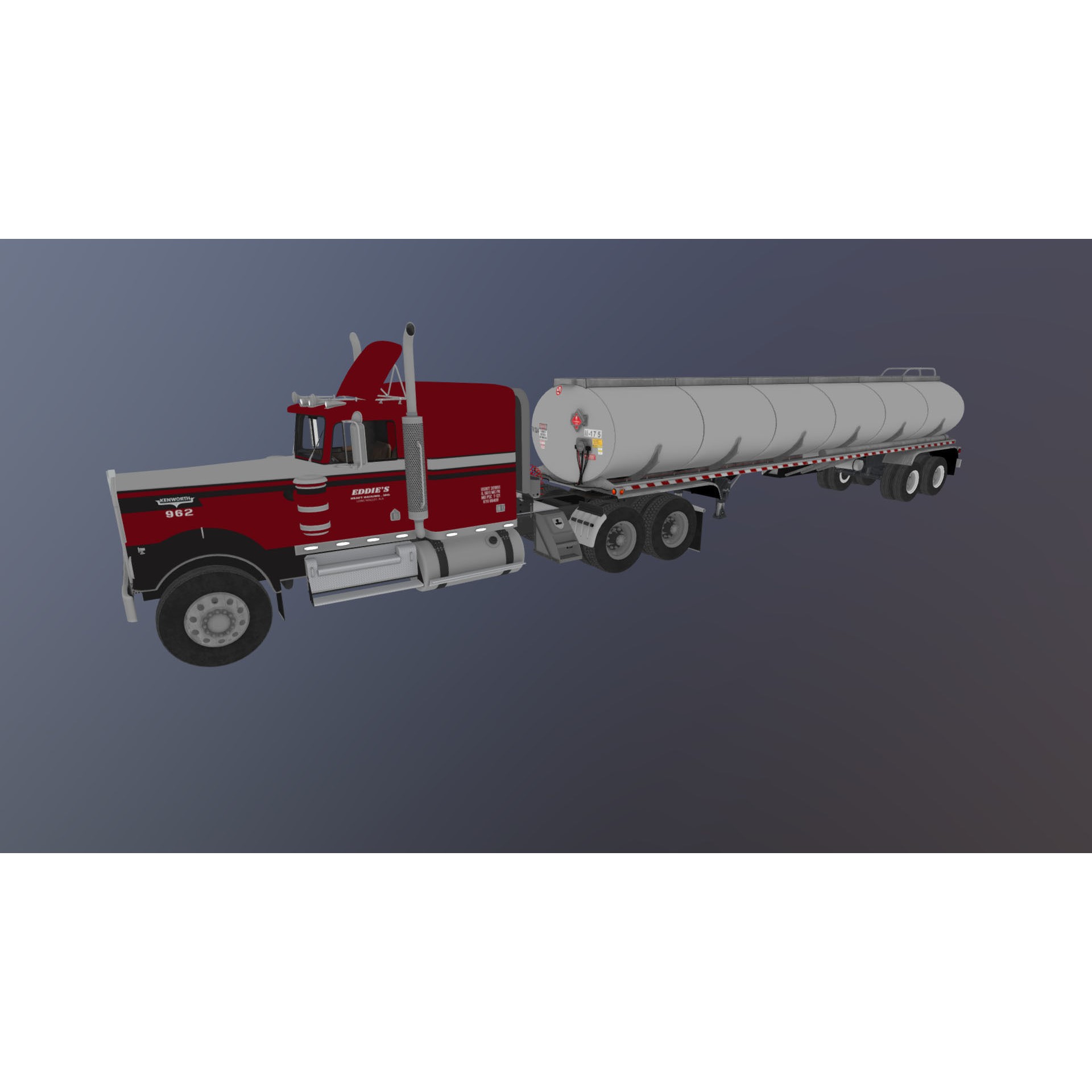 Kenworth W900A Fuel Tanker - Low-Poly Game-Ready 3D Model - View 41