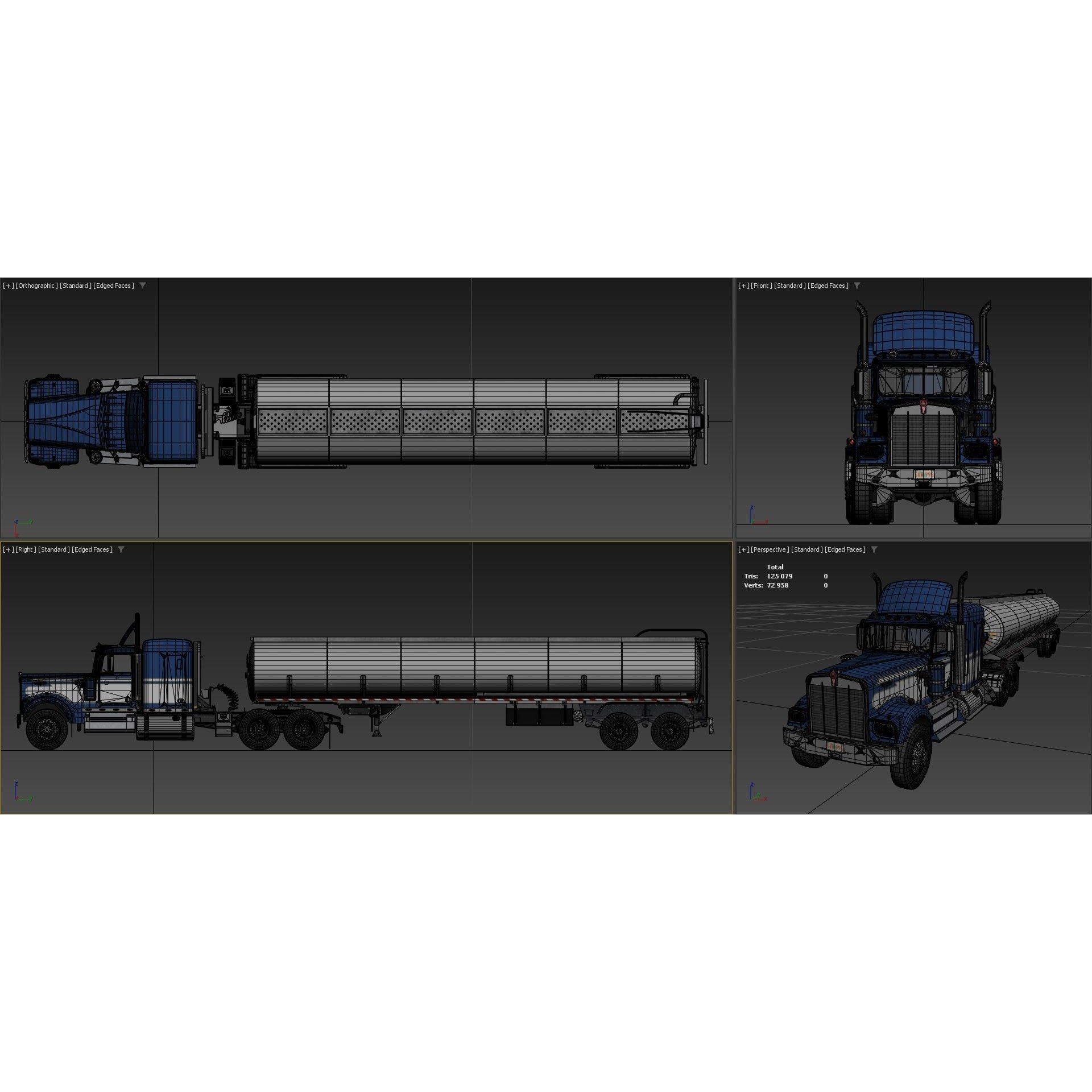 Kenworth W900A Fuel Tanker - Low-Poly Game-Ready 3D Model - View 48