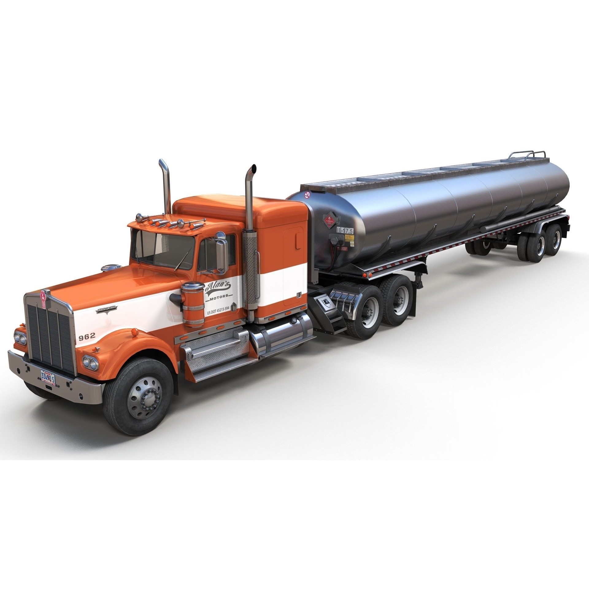 Kenworth W900A Fuel Tanker - Low-Poly Game-Ready 3D Model - View 5
