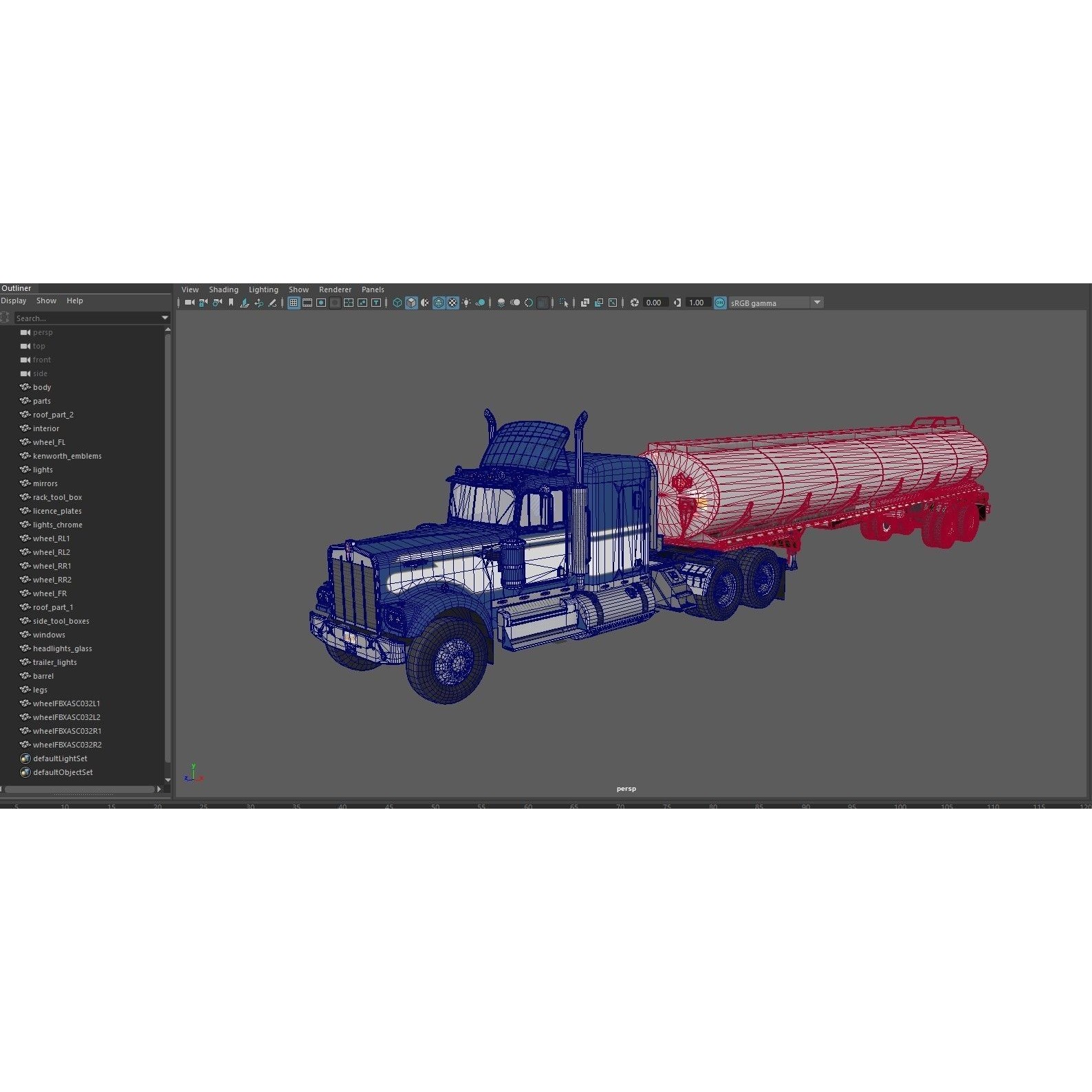 Kenworth W900A Fuel Tanker - Low-Poly Game-Ready 3D Model - View 50