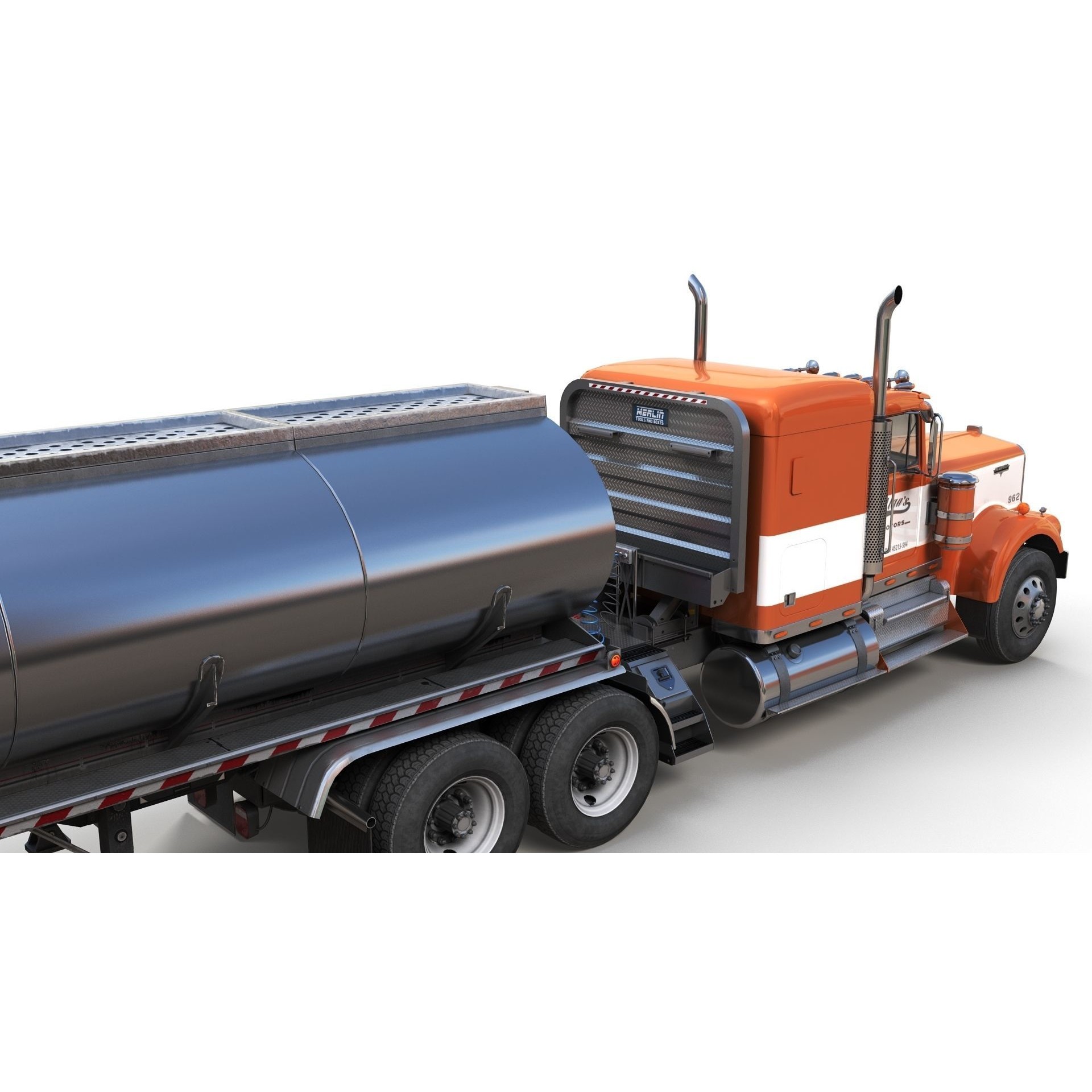 Kenworth W900A Fuel Tanker - Low-Poly Game-Ready 3D Model - View 6