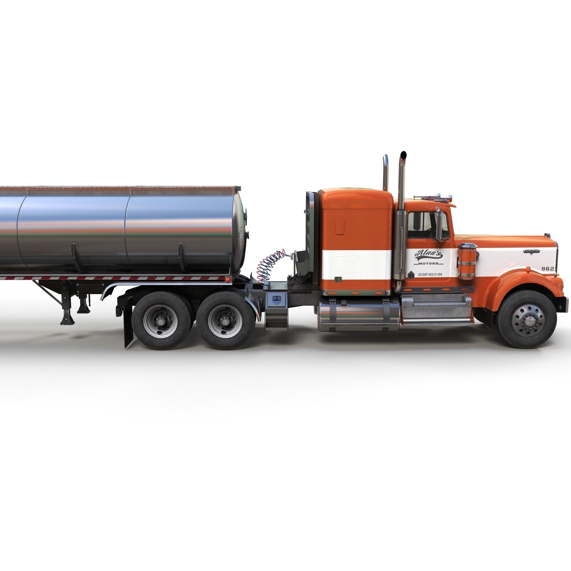 Kenworth W900A Fuel Tanker - Low-Poly Game-Ready 3D Model - View 7