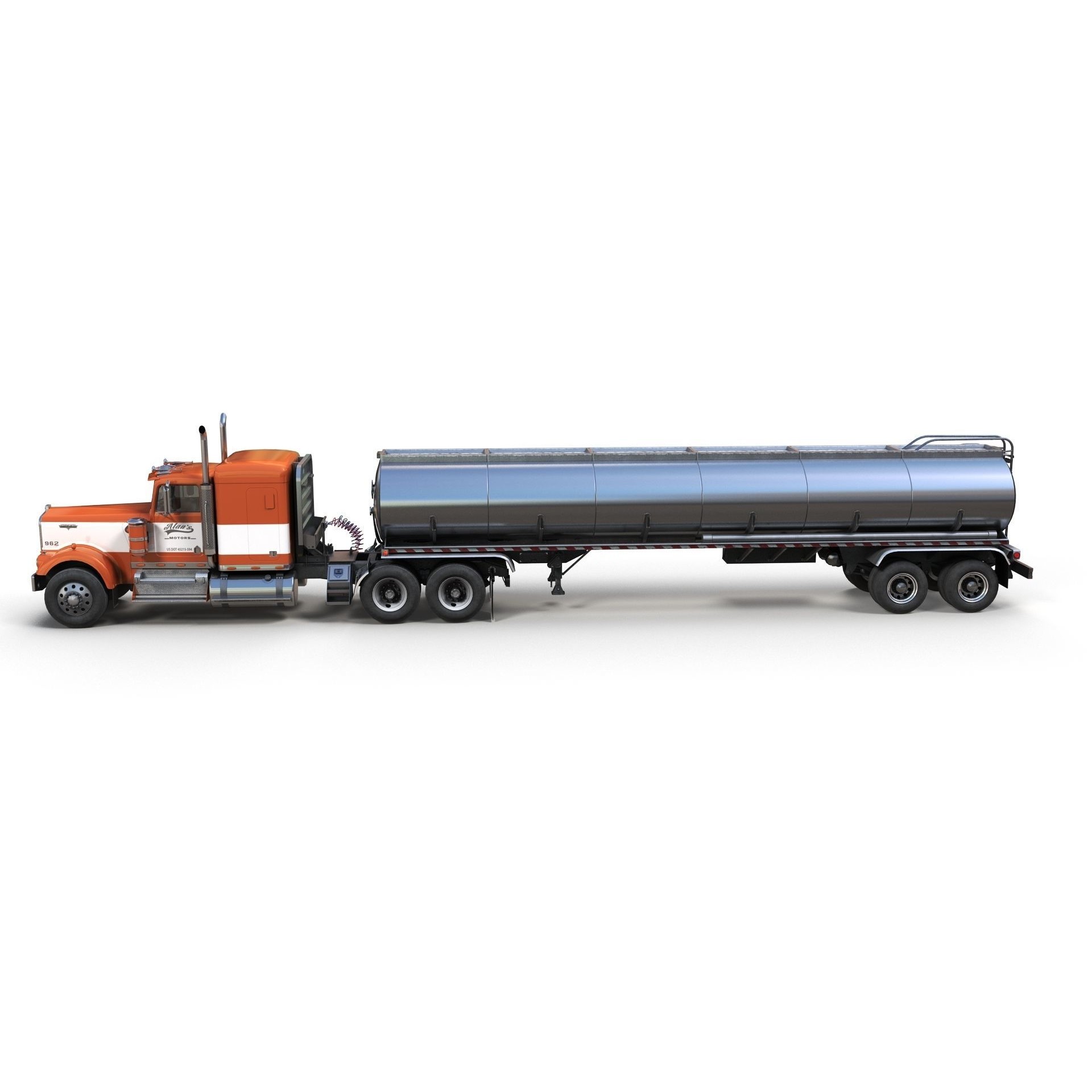 Kenworth W900A Fuel Tanker - Low-Poly Game-Ready 3D Model - View 9
