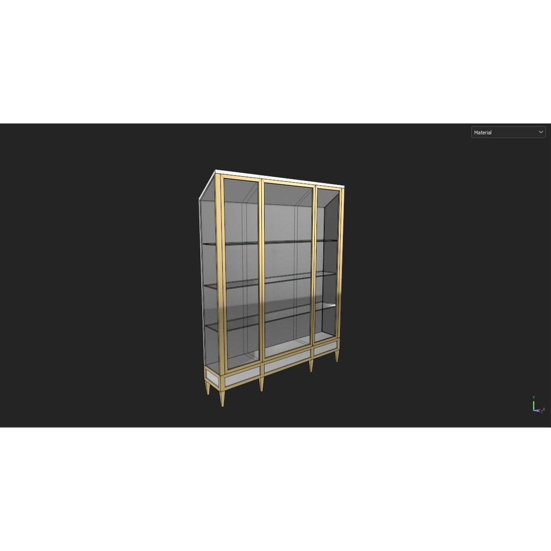 Art Deco Display Cabinet 3D Model – Low Poly PBR Game Asset, FBX