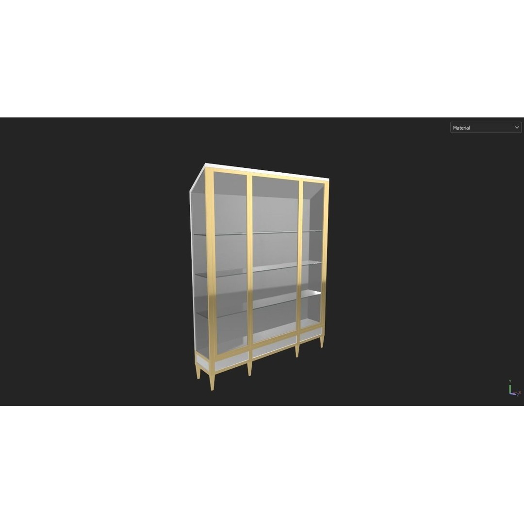 Art Deco Display Cabinet 3D Model – Low Poly PBR Game Asset, FBX - View 3