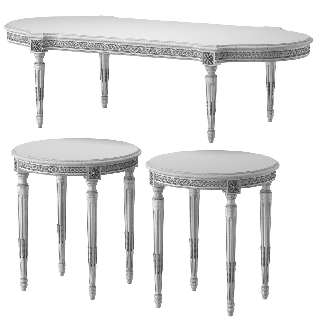 Chairish Louis Coffee Table 3D Model – Classical Rococo Style, FBX