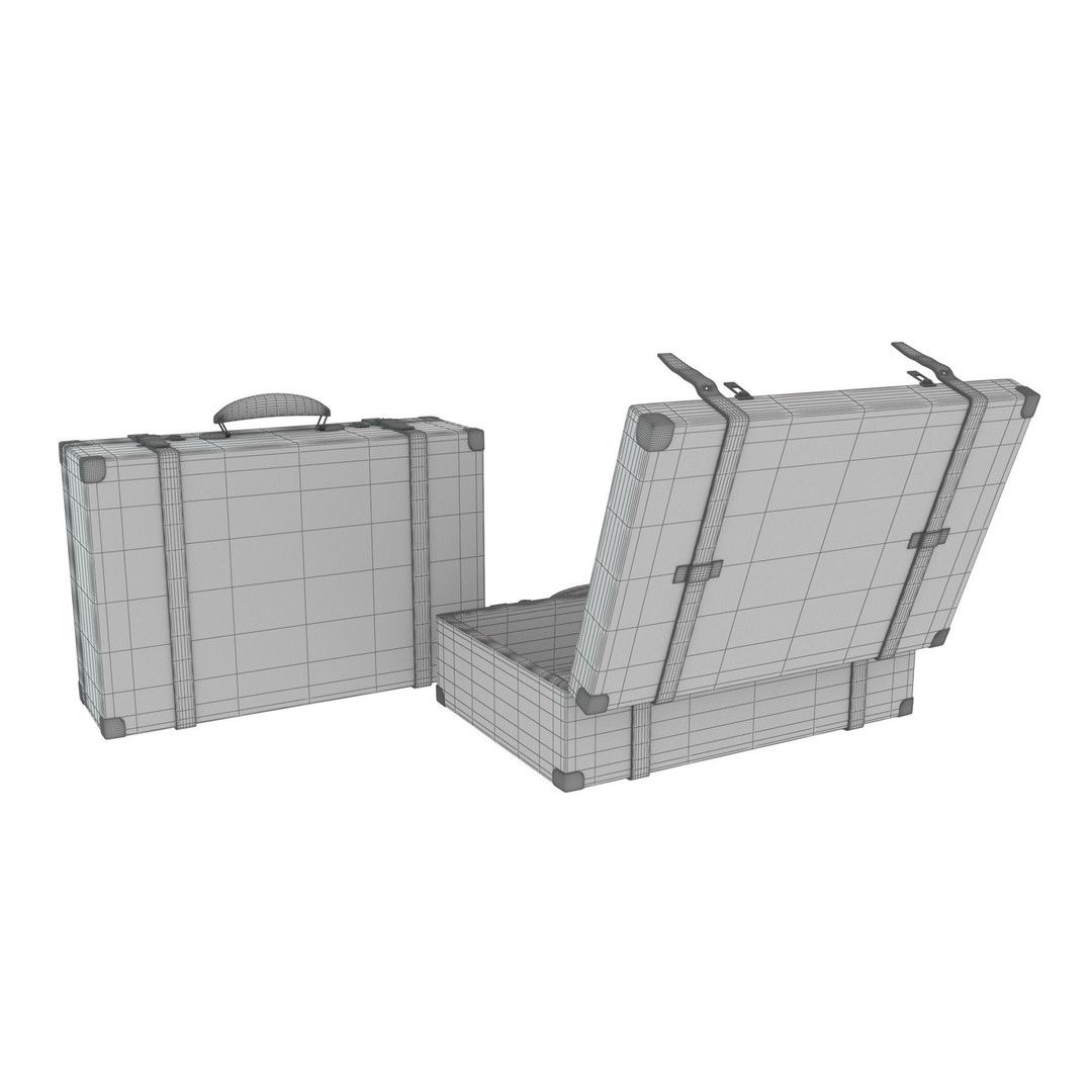 Vintage Leather Suitcase 3D Model – Low Poly PBR Game Asset, FBX, OBJ