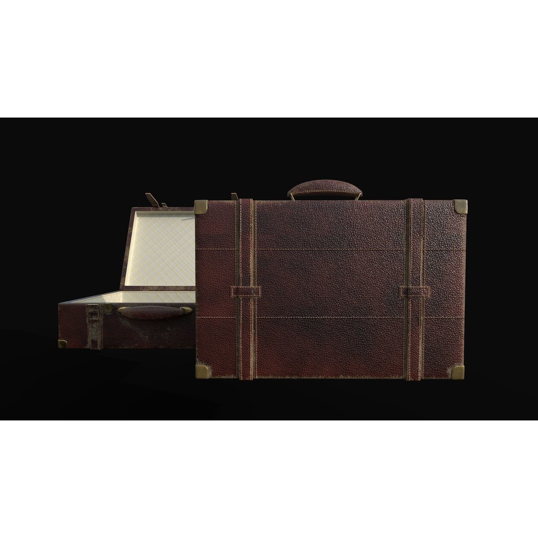 Vintage Leather Suitcase 3D Model – Low Poly PBR Game Asset, FBX, OBJ - View 11