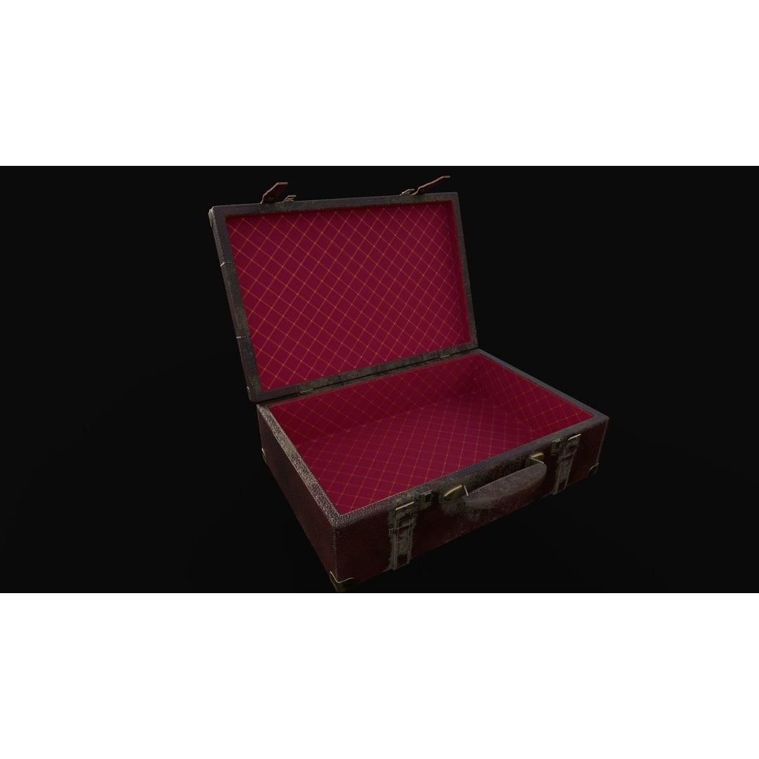 Vintage Leather Suitcase 3D Model – Low Poly PBR Game Asset, FBX, OBJ - View 14