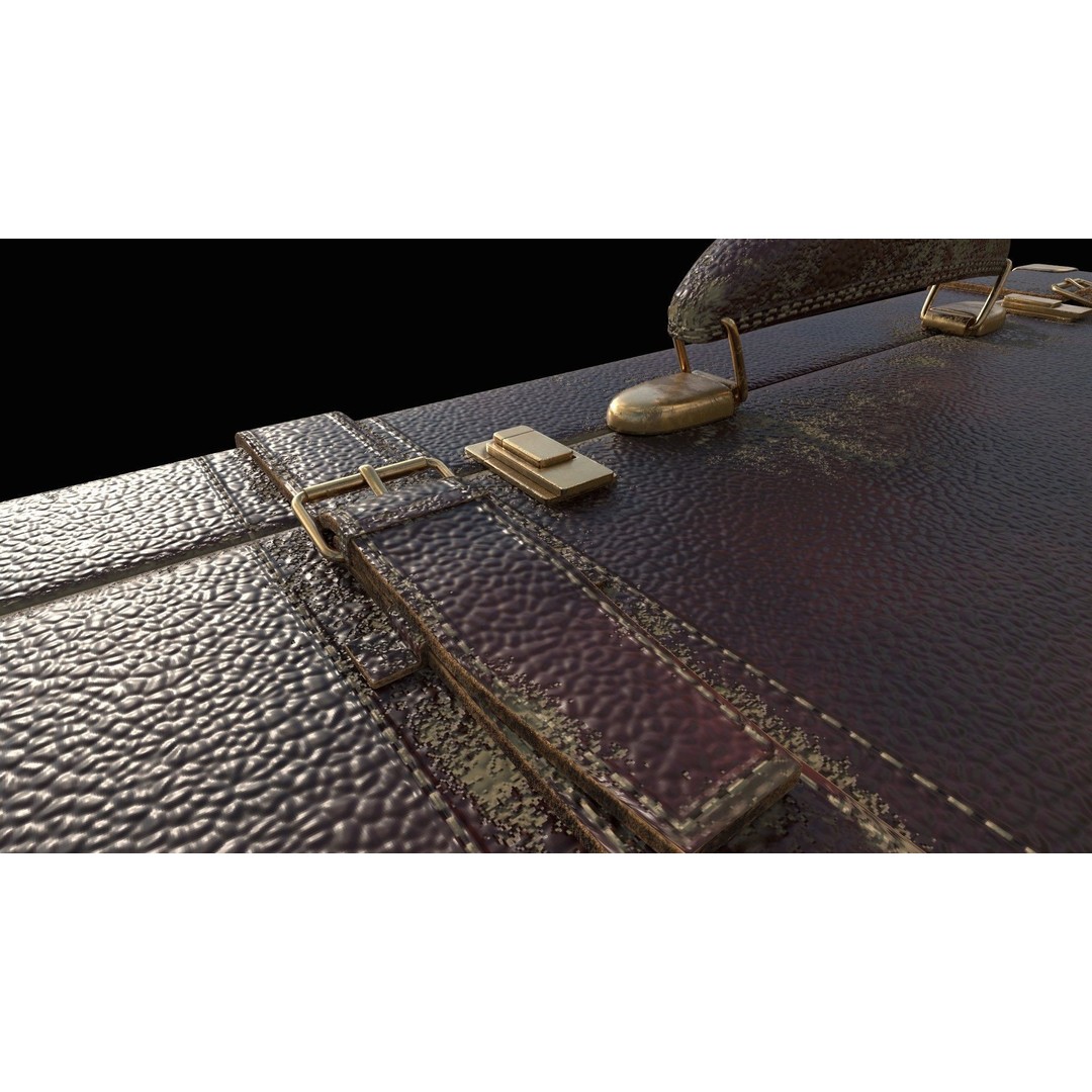 Vintage Leather Suitcase 3D Model – Low Poly PBR Game Asset, FBX, OBJ - View 15