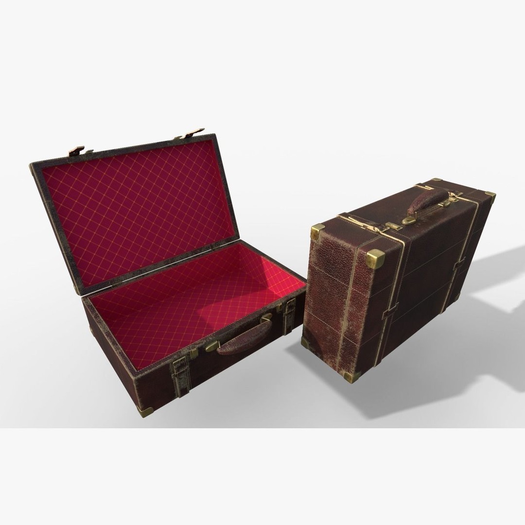 Vintage Leather Suitcase 3D Model – Low Poly PBR Game Asset, FBX, OBJ - View 16