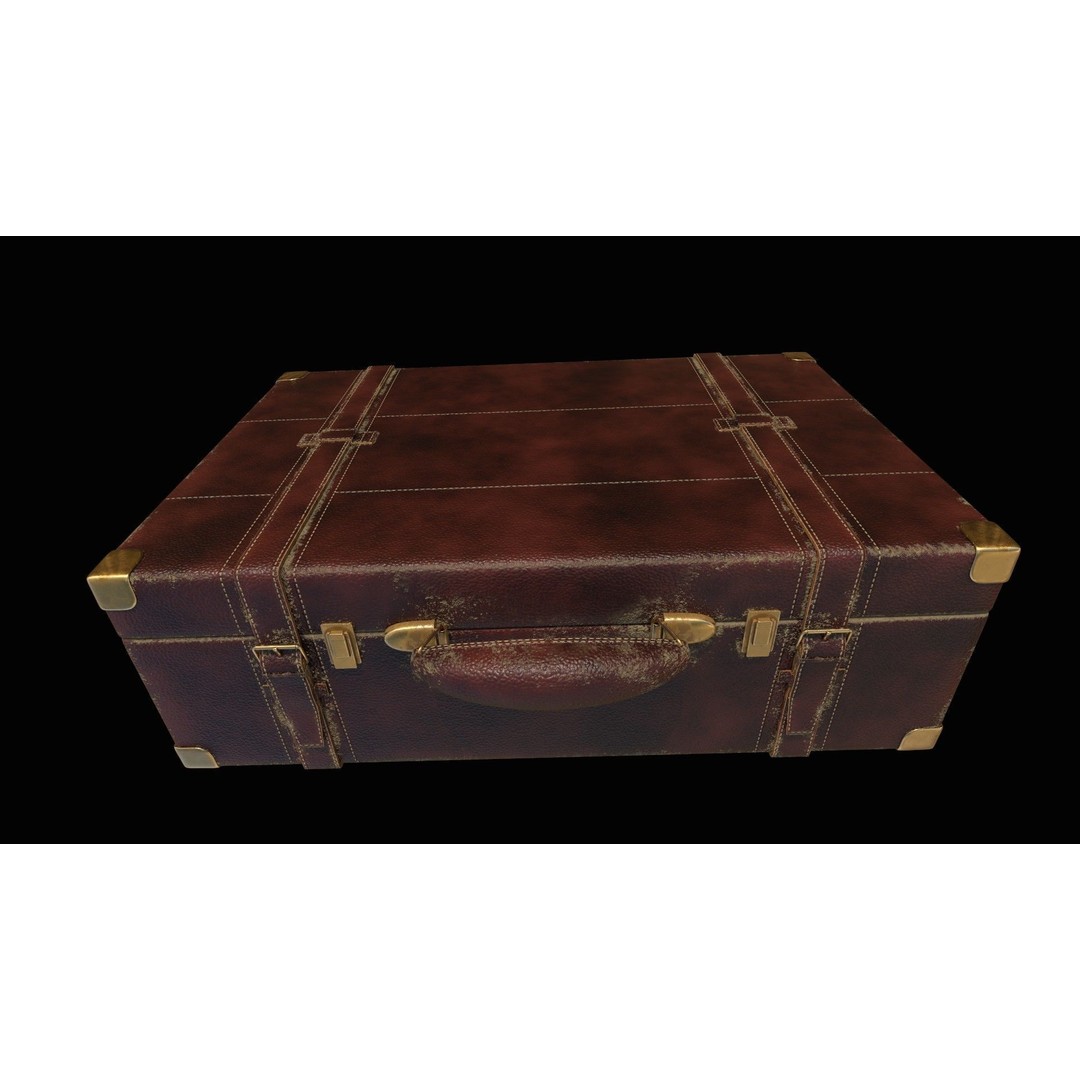 Vintage Leather Suitcase 3D Model – Low Poly PBR Game Asset, FBX, OBJ - View 17