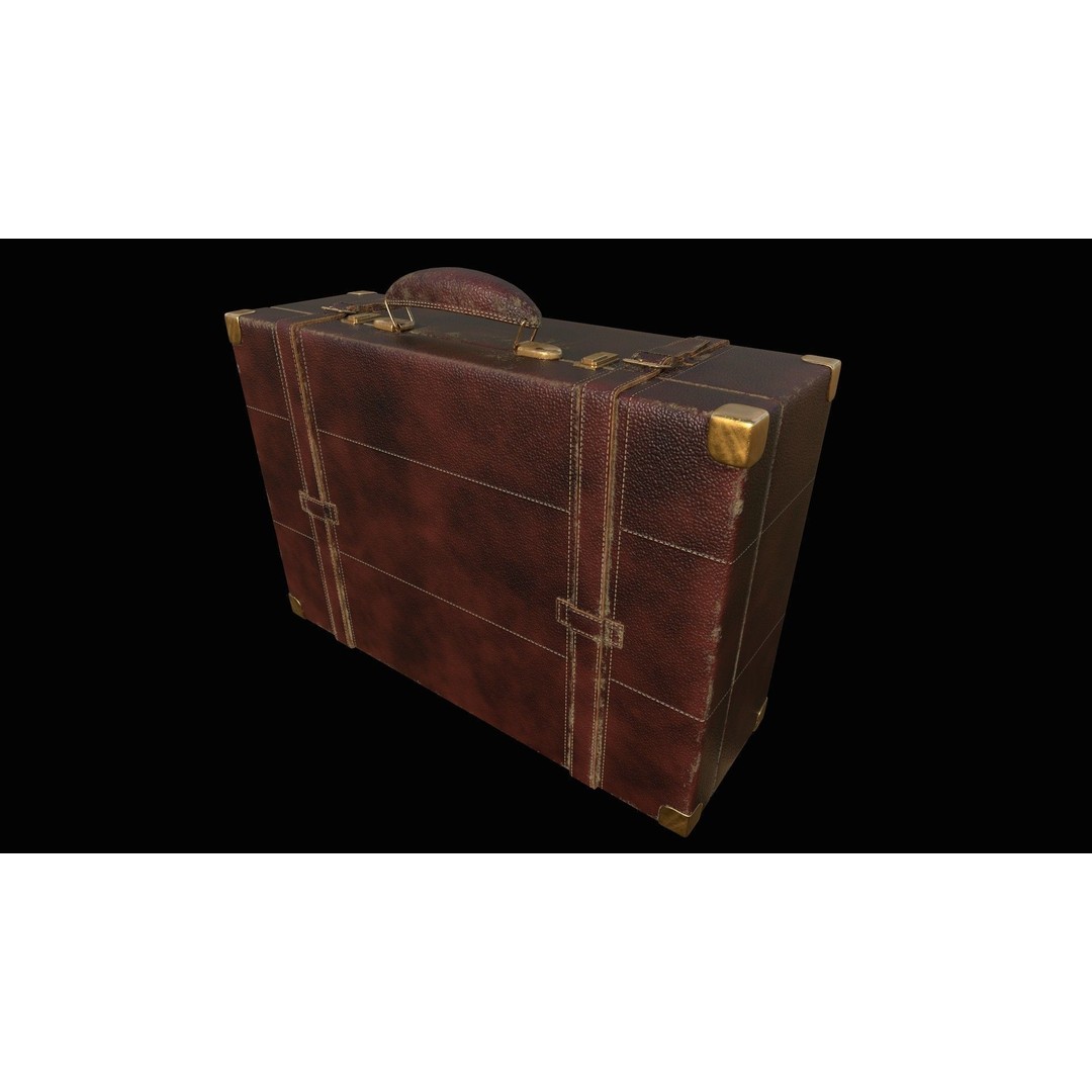 Vintage Leather Suitcase 3D Model – Low Poly PBR Game Asset, FBX, OBJ - View 18