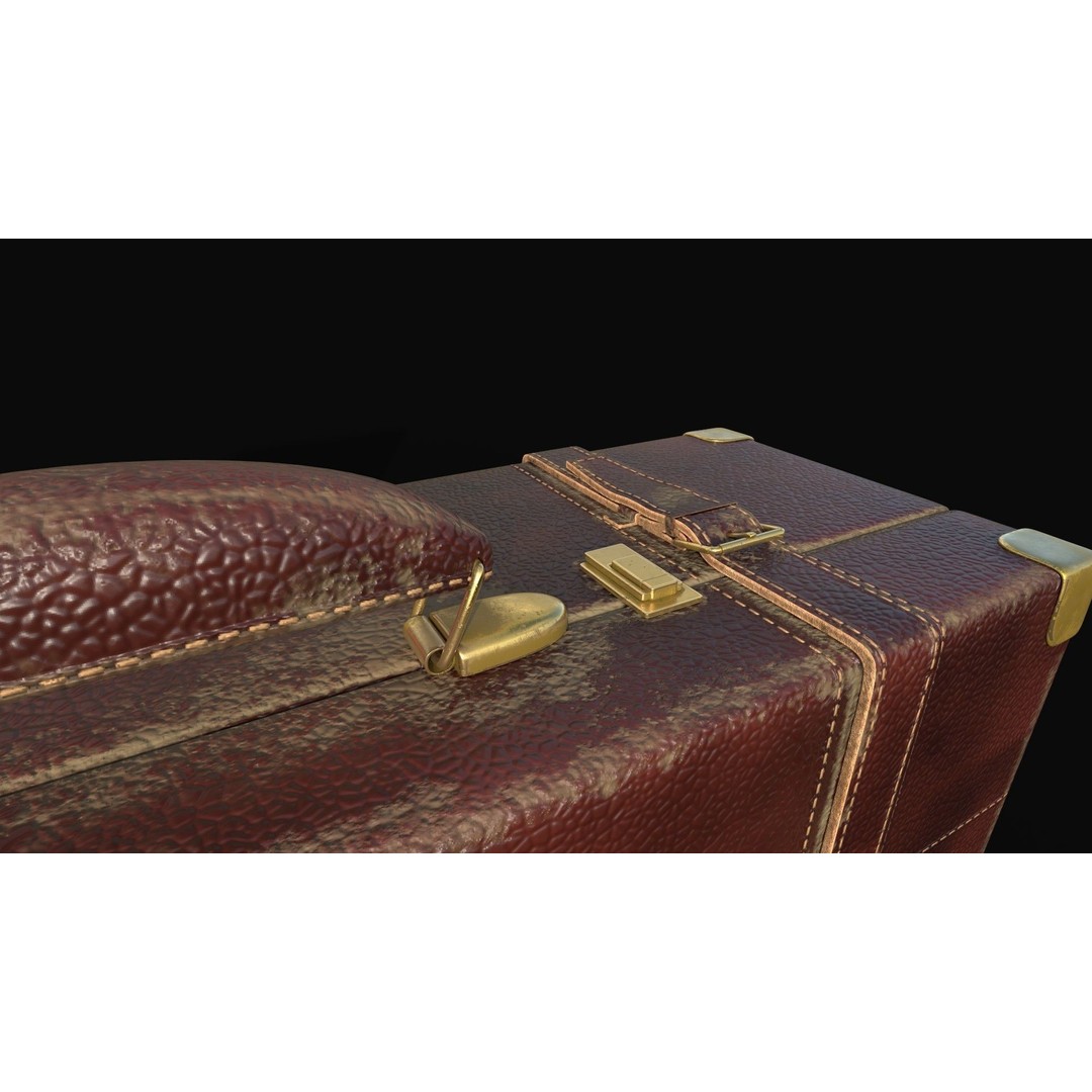 Vintage Leather Suitcase 3D Model – Low Poly PBR Game Asset, FBX, OBJ - View 19