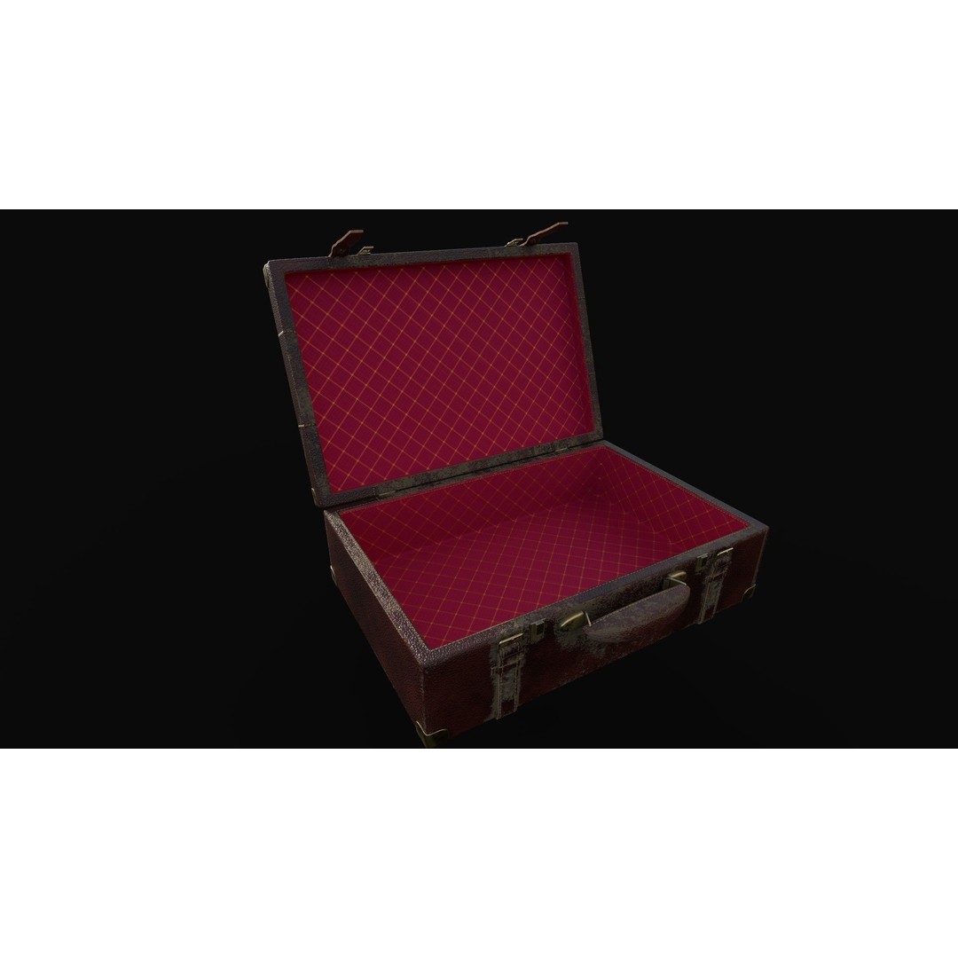 Vintage Leather Suitcase 3D Model – Low Poly PBR Game Asset, FBX, OBJ - View 20