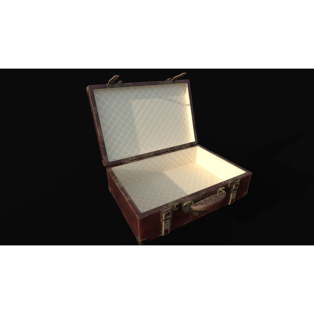 Vintage Leather Suitcase 3D Model – Low Poly PBR Game Asset, FBX, OBJ - View 5