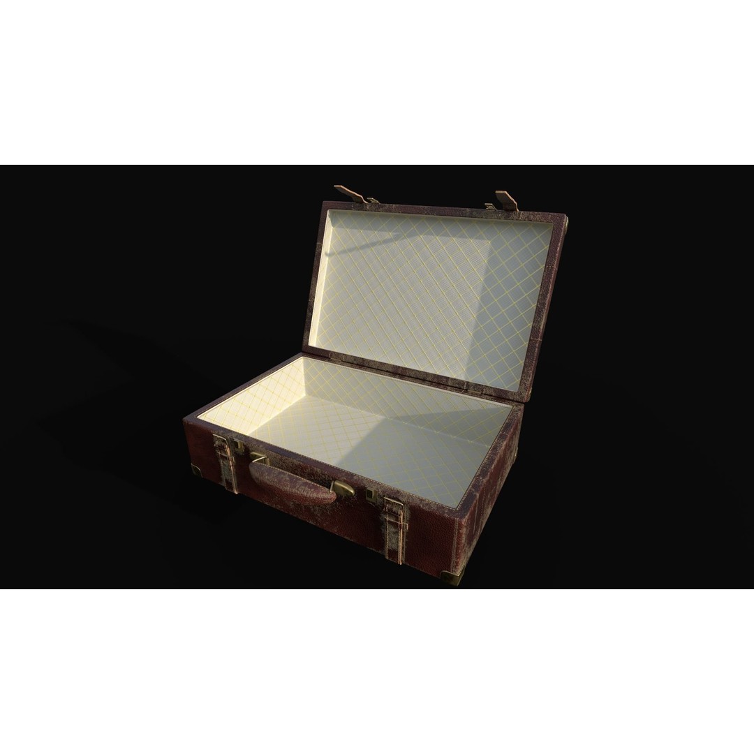 Vintage Leather Suitcase 3D Model – Low Poly PBR Game Asset, FBX, OBJ - View 6