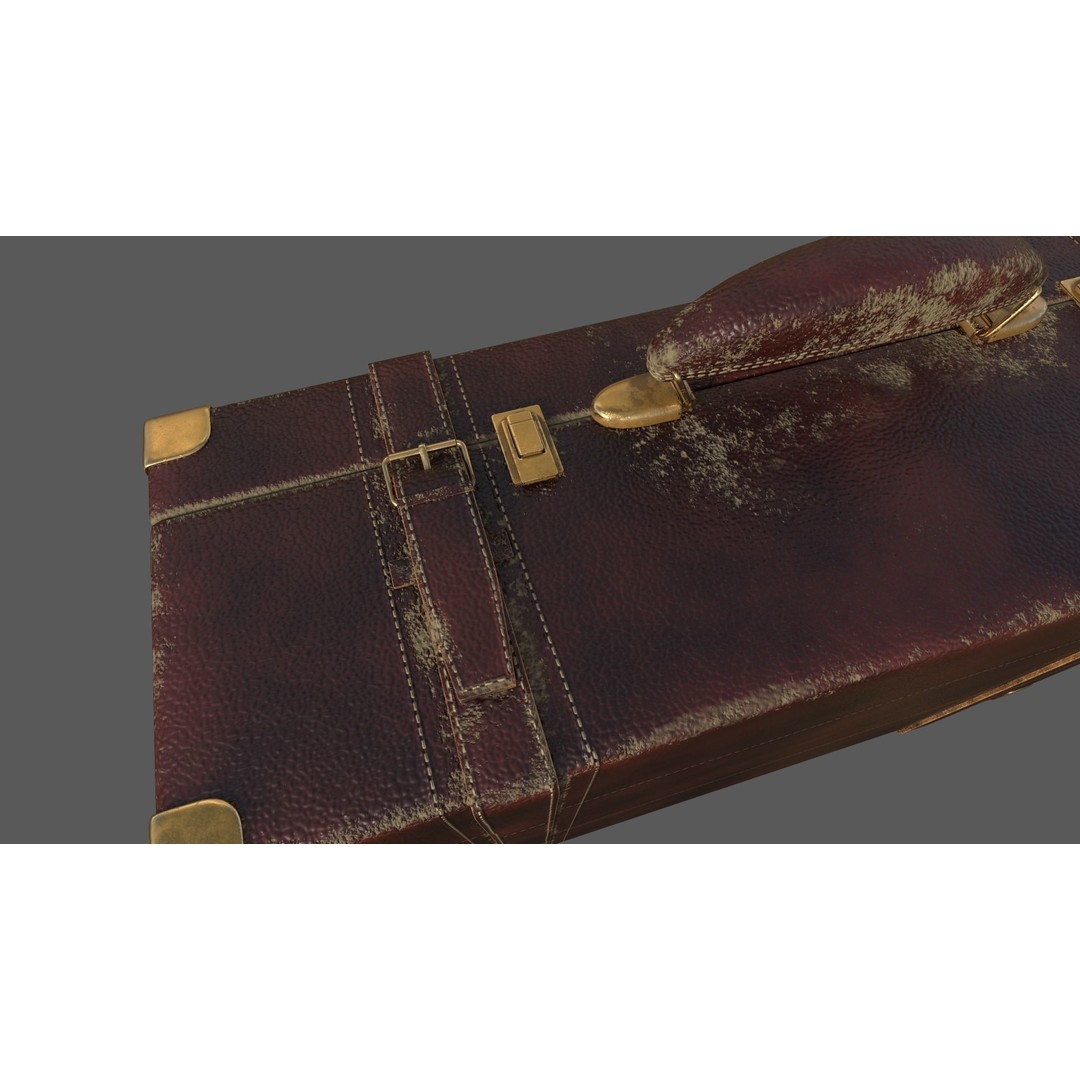 Vintage Leather Suitcase 3D Model – Low Poly PBR Game Asset, FBX, OBJ - View 7