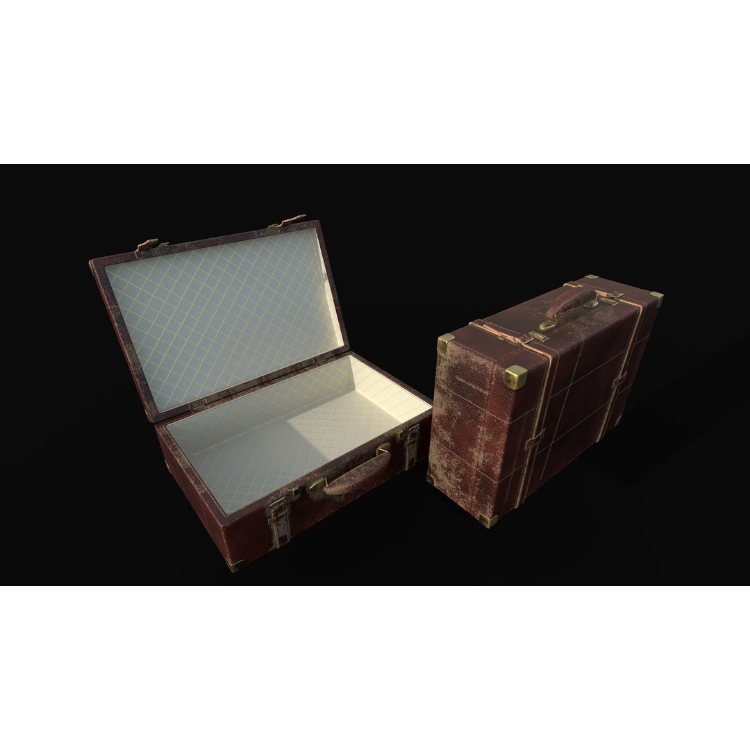 Vintage Leather Suitcase 3D Model – Low Poly PBR Game Asset, FBX, OBJ - View 9