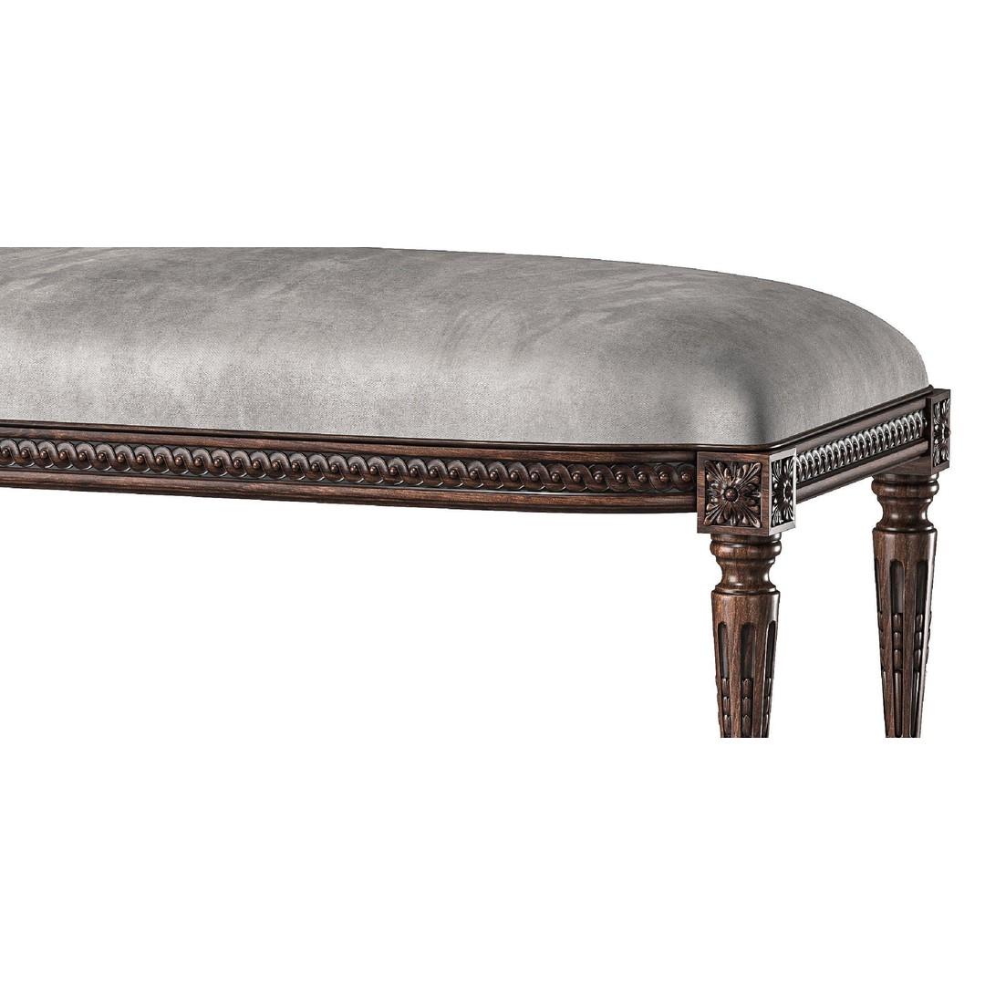 Louis Bench and Pouf 3D Model – Classical Furniture, FBX, PBR Textures - View 7