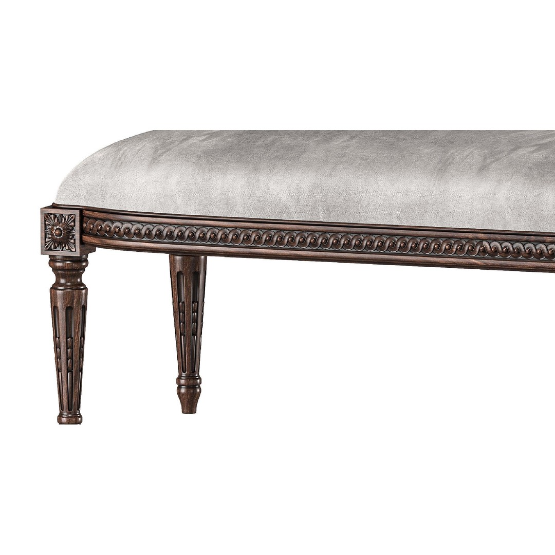 Louis Bench and Pouf 3D Model – Classical Furniture, FBX, PBR Textures - View 8
