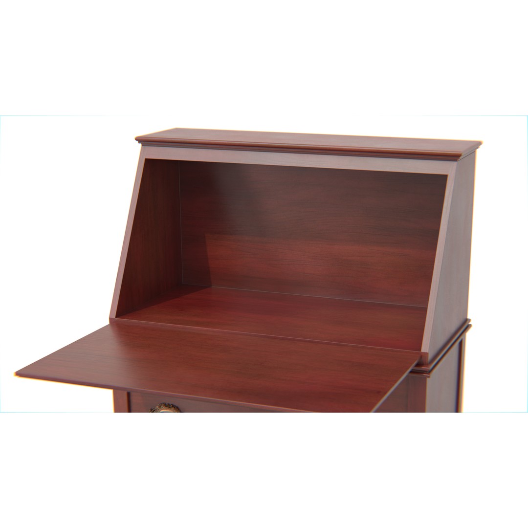 Antique Secretary Desk 3D Model – Vintage Wooden Desk with Drawers, FBX - View 21
