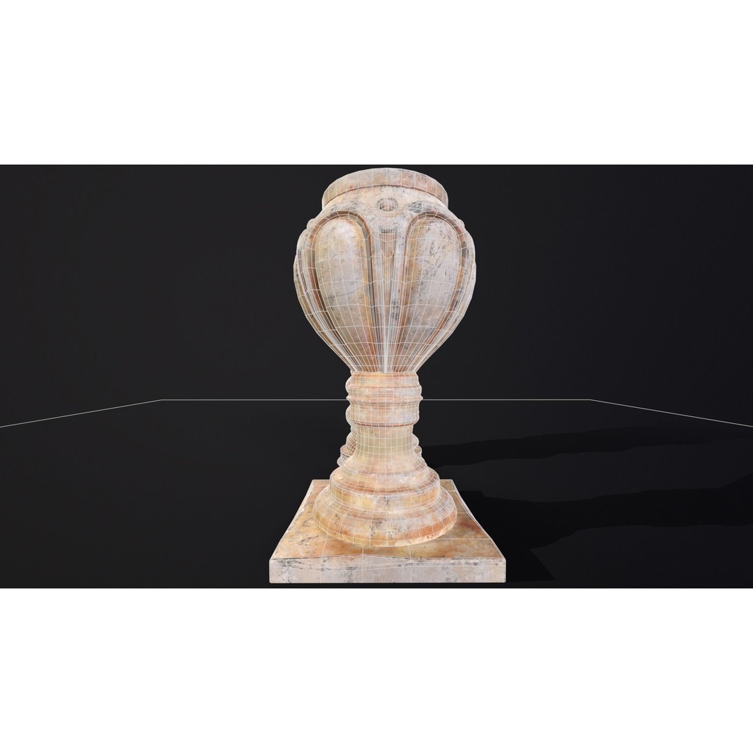 Marble Floral Garden Decoration 3D Model – Low Poly PBR Asset, FBX/OBJ - View 12